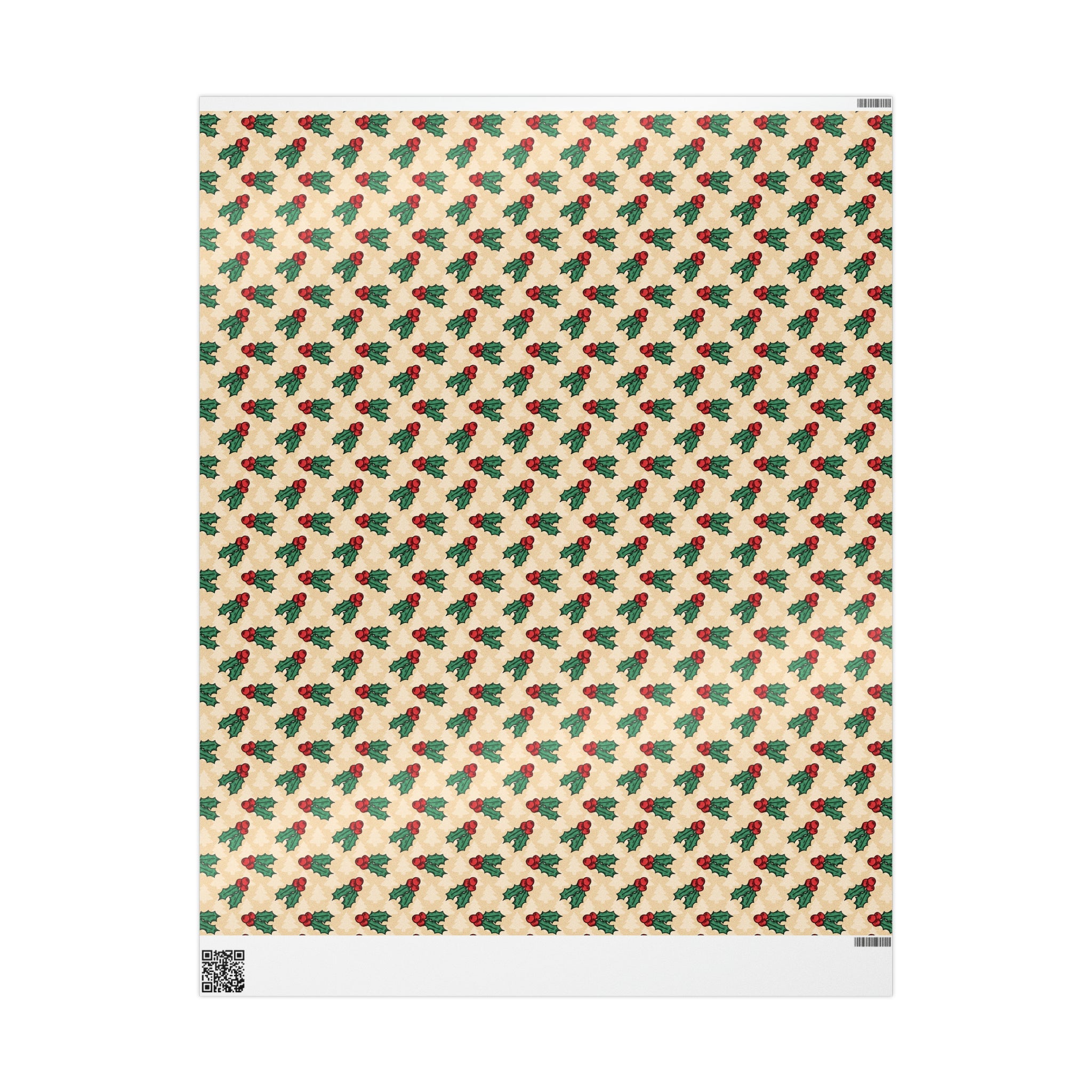 Cute Christmas Holly Trees Winter Christmas Print Holiday Gift Wrap Paper - Glossy Or Matte