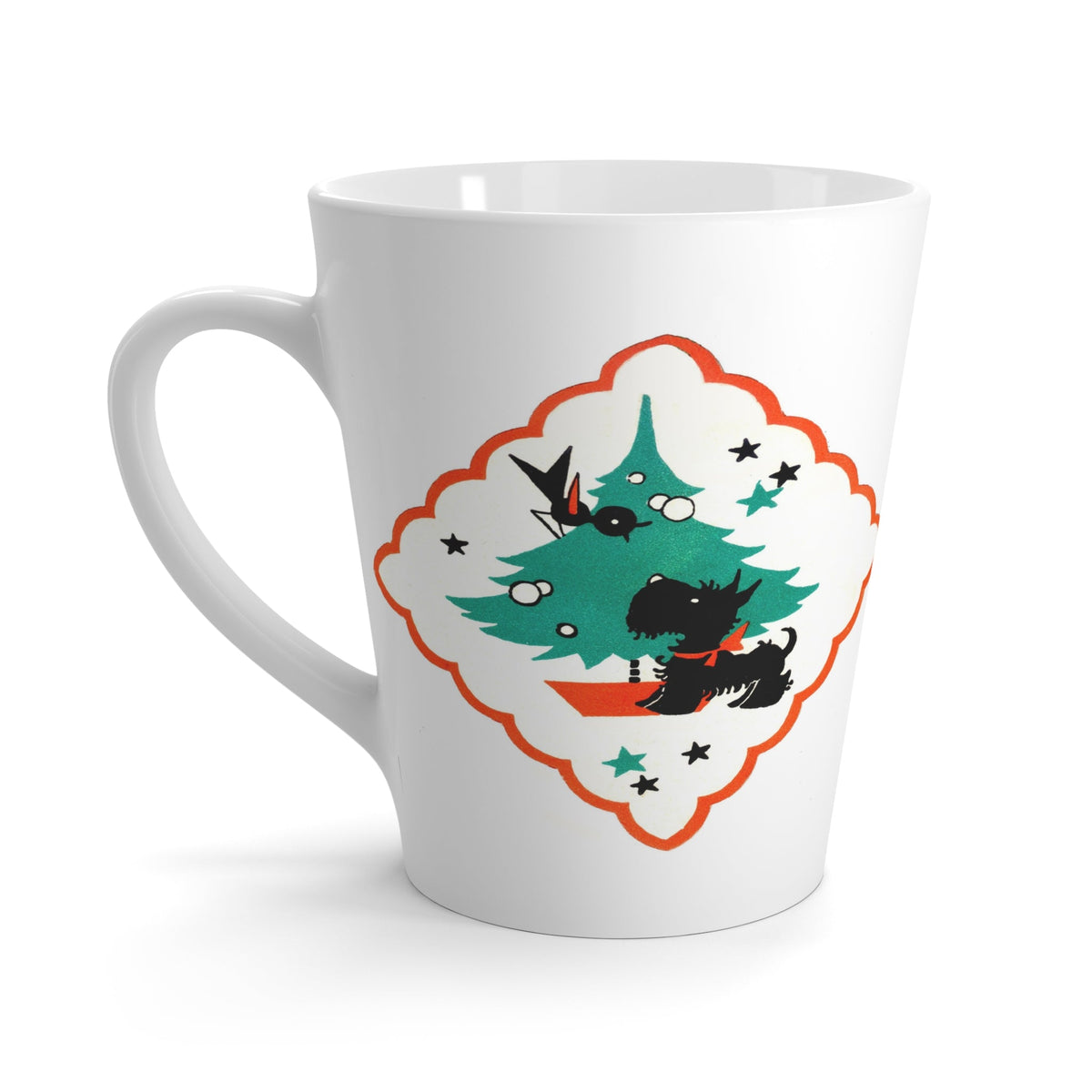 Christmas Scottie Dog Retro Christmas Print Latte Coffee Mug