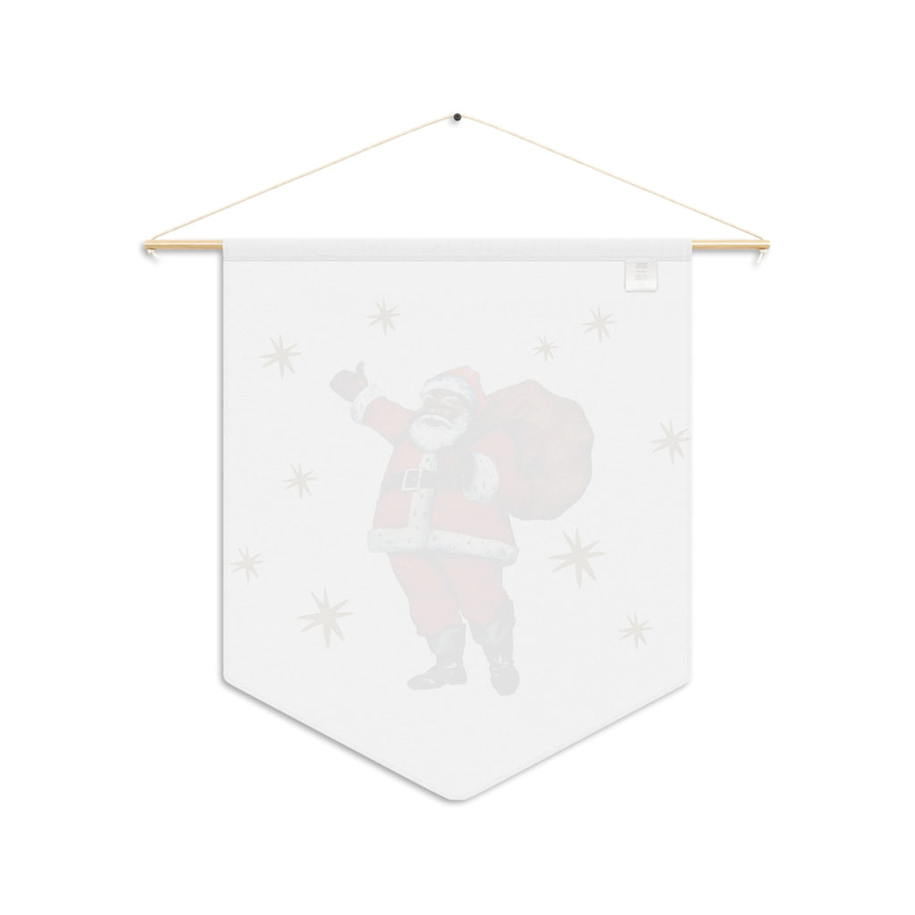 Santa Gold Stars Retro Christmas Print Wall Hanging Banner Flag