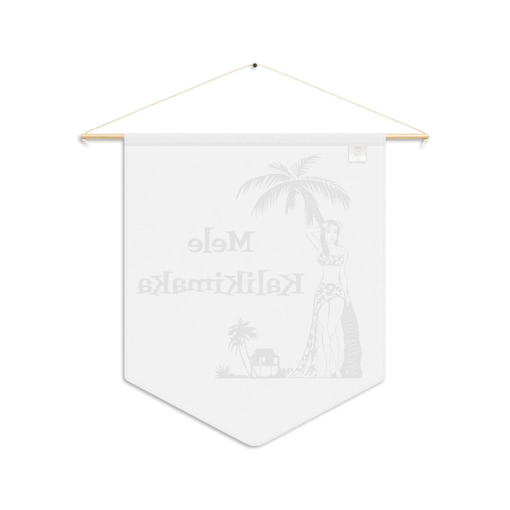 Mele Kalikimaka Hawaiian Girl Atomic Mid Century Retro Style Christmas Print Wall Hanging Banner Flag