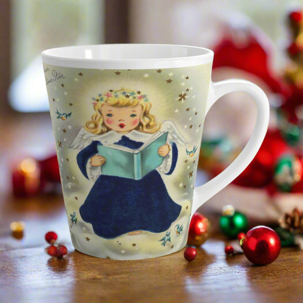 Your Christmas Star Angel Retro Christmas Print Latte Coffee Mug