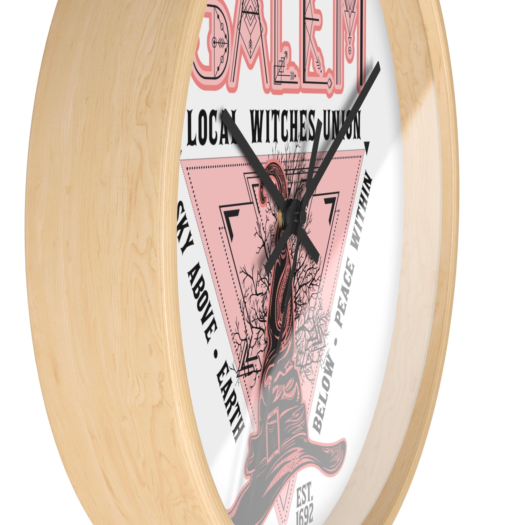 Salem Witches Union Halloween Fall Print Decor Wall Clock