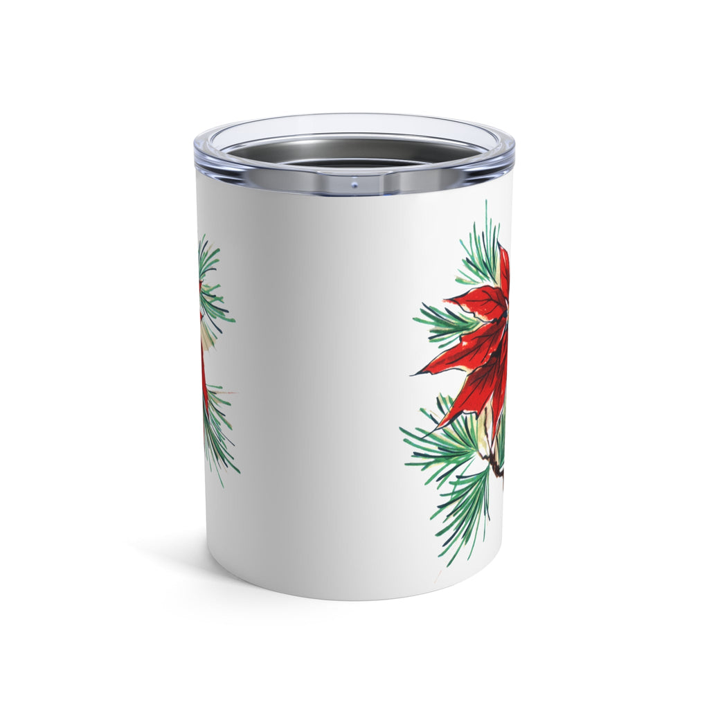 Christmas Poinsettia Vintage Retro Christmas Print Stainless Steel Tumbler 10oz