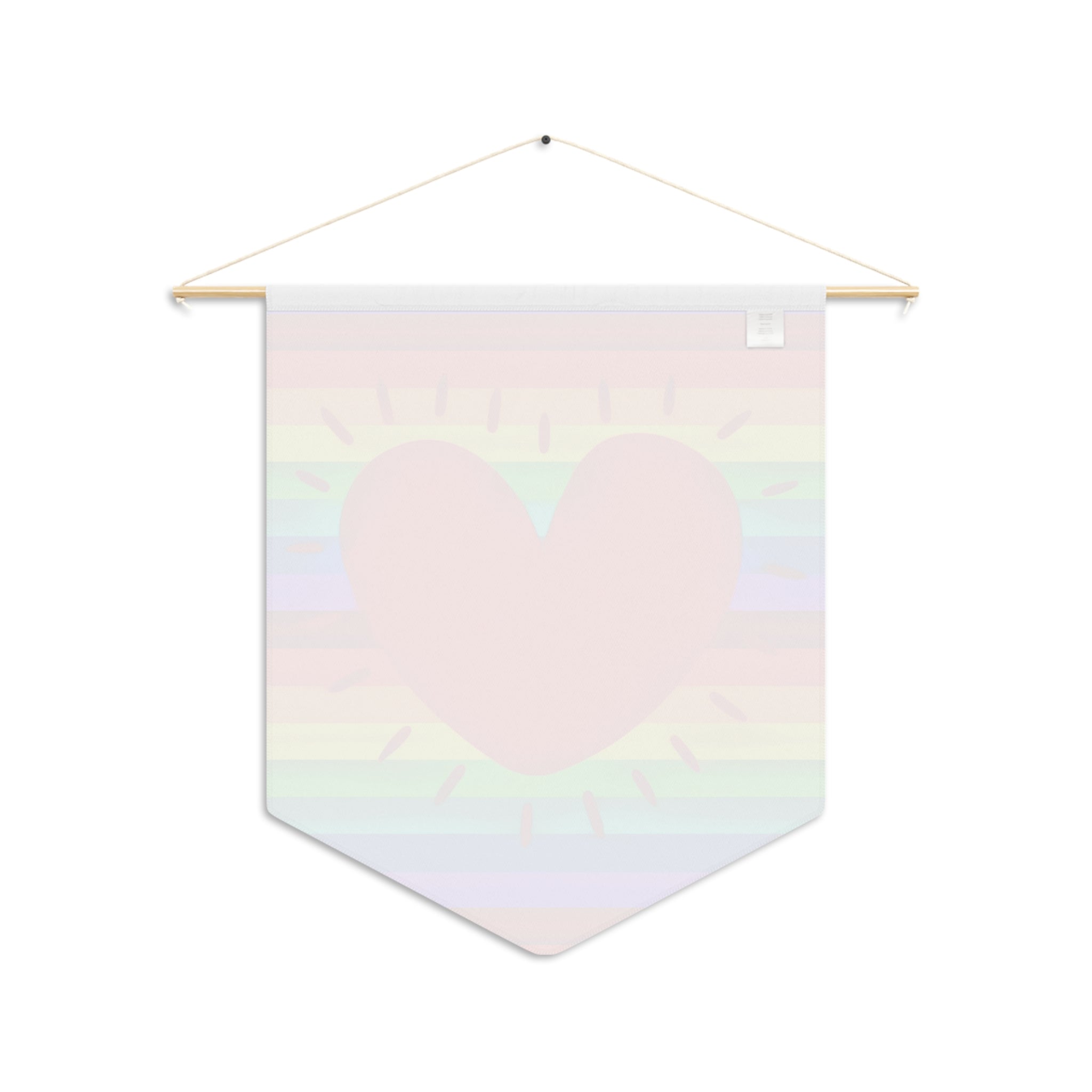 Rainbow Heart Pride Print Decor Wall Hanging Banner Flag