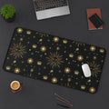 Celestial Gold Sun Stars Tarot Black Desk Mat - 3 size options