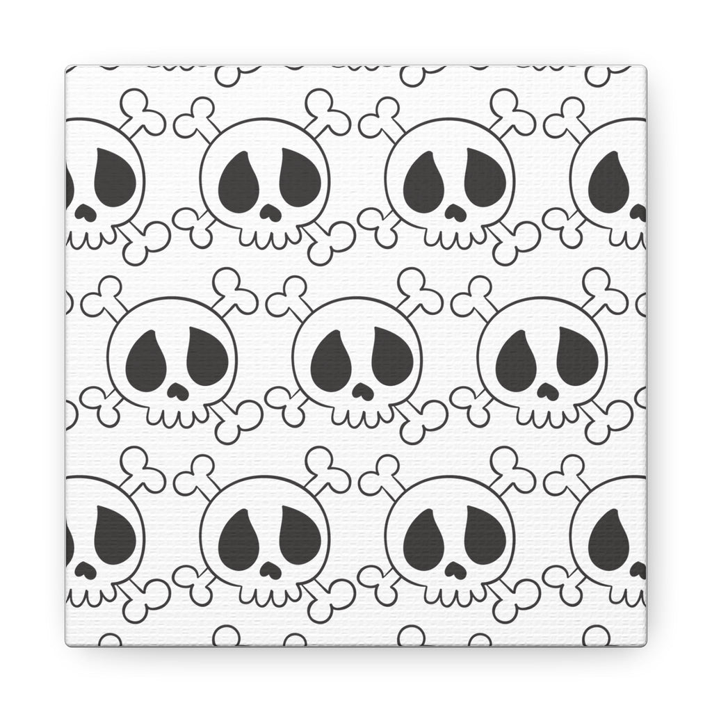 Cute Skulls Halloween Black And White Print Canvas Gallery Wrap