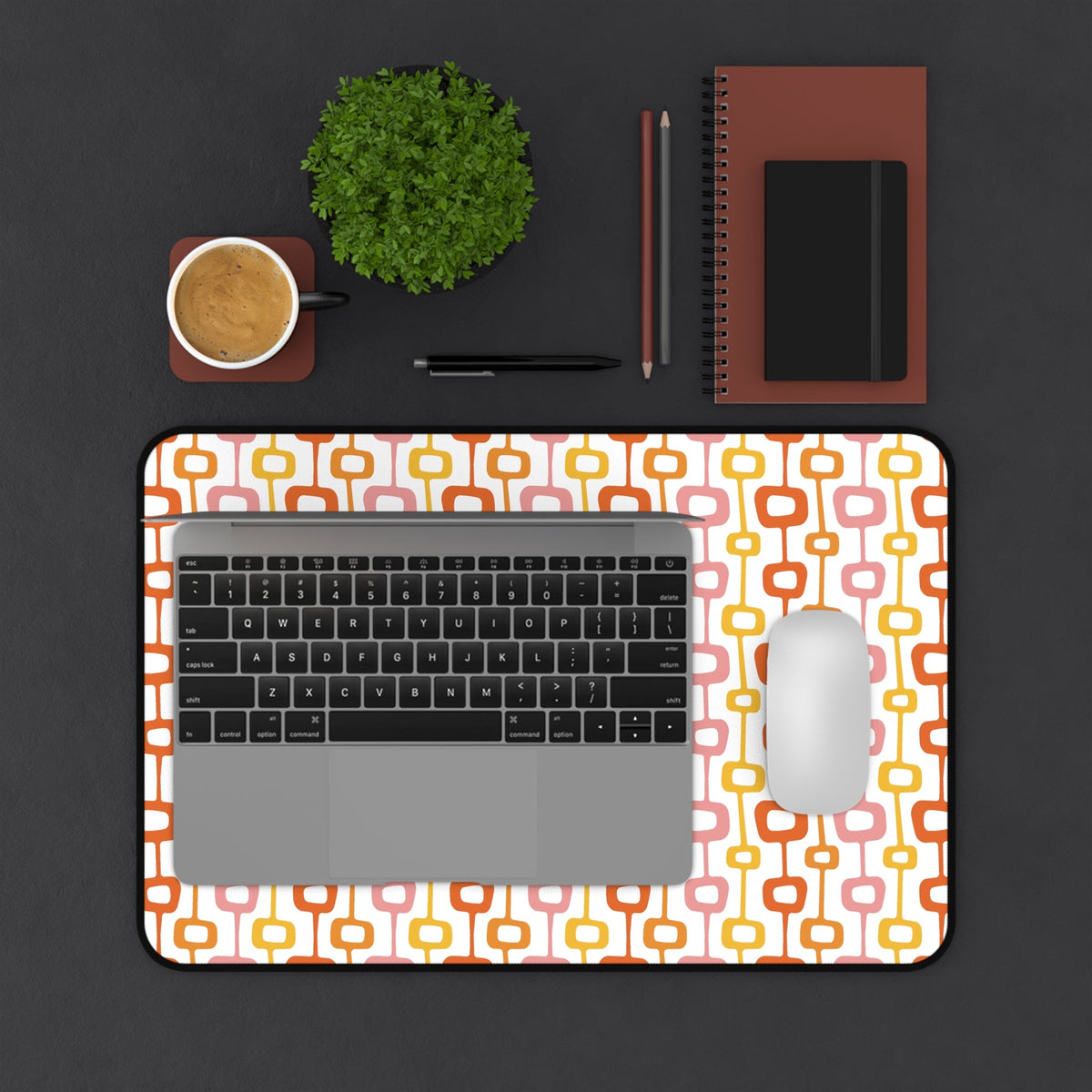Atomic Squares Mid Century Atomic Era Retro Style Desk Mat - 3 Size Options