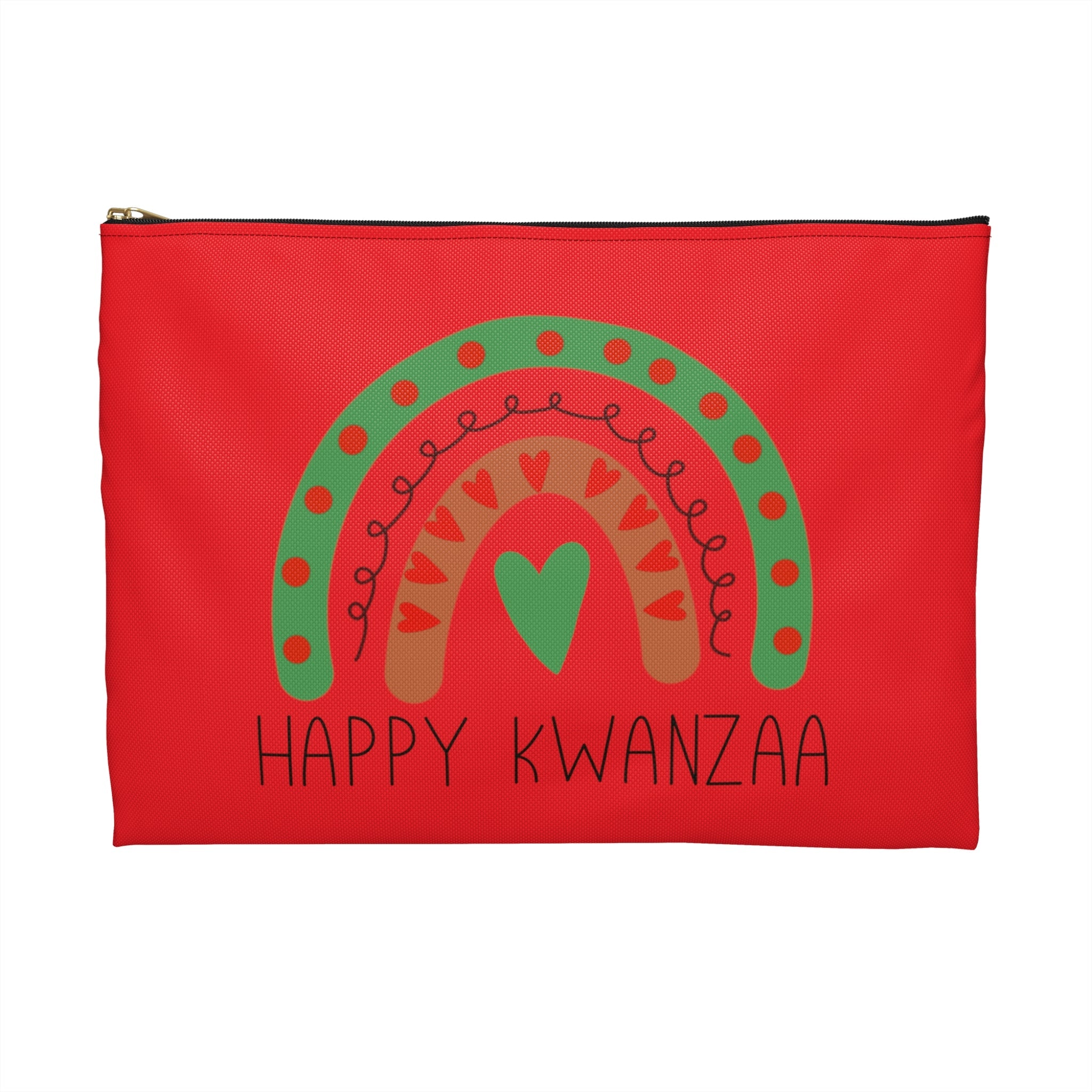 Happy Kwanzaa Rainbow Red Polyester Accessory Pouch Travel Bag