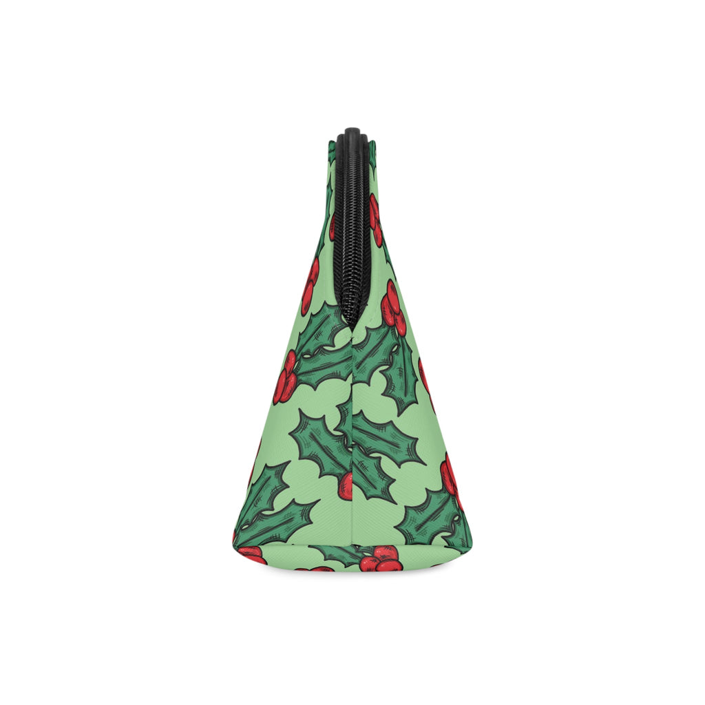 Cute Christmas Holly Green Christmas Cosmetic Travel Makeup Bag