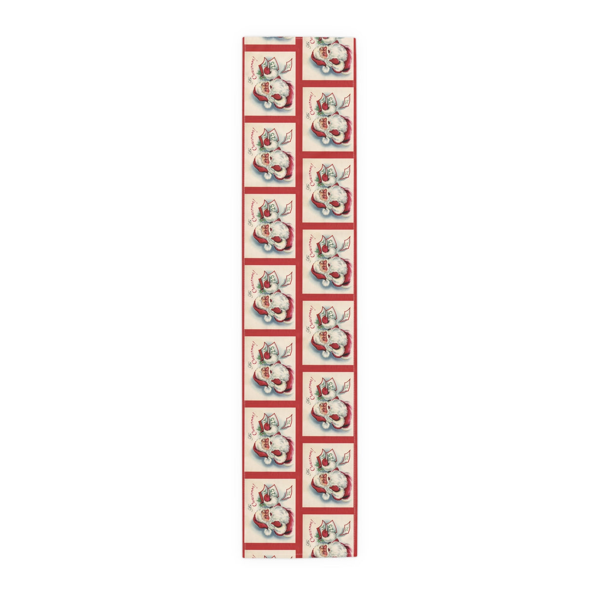 It's Christmas! Santa Calendar Mid Century Retro Christmas Print Home Decor Cotton Poly Table Runner
