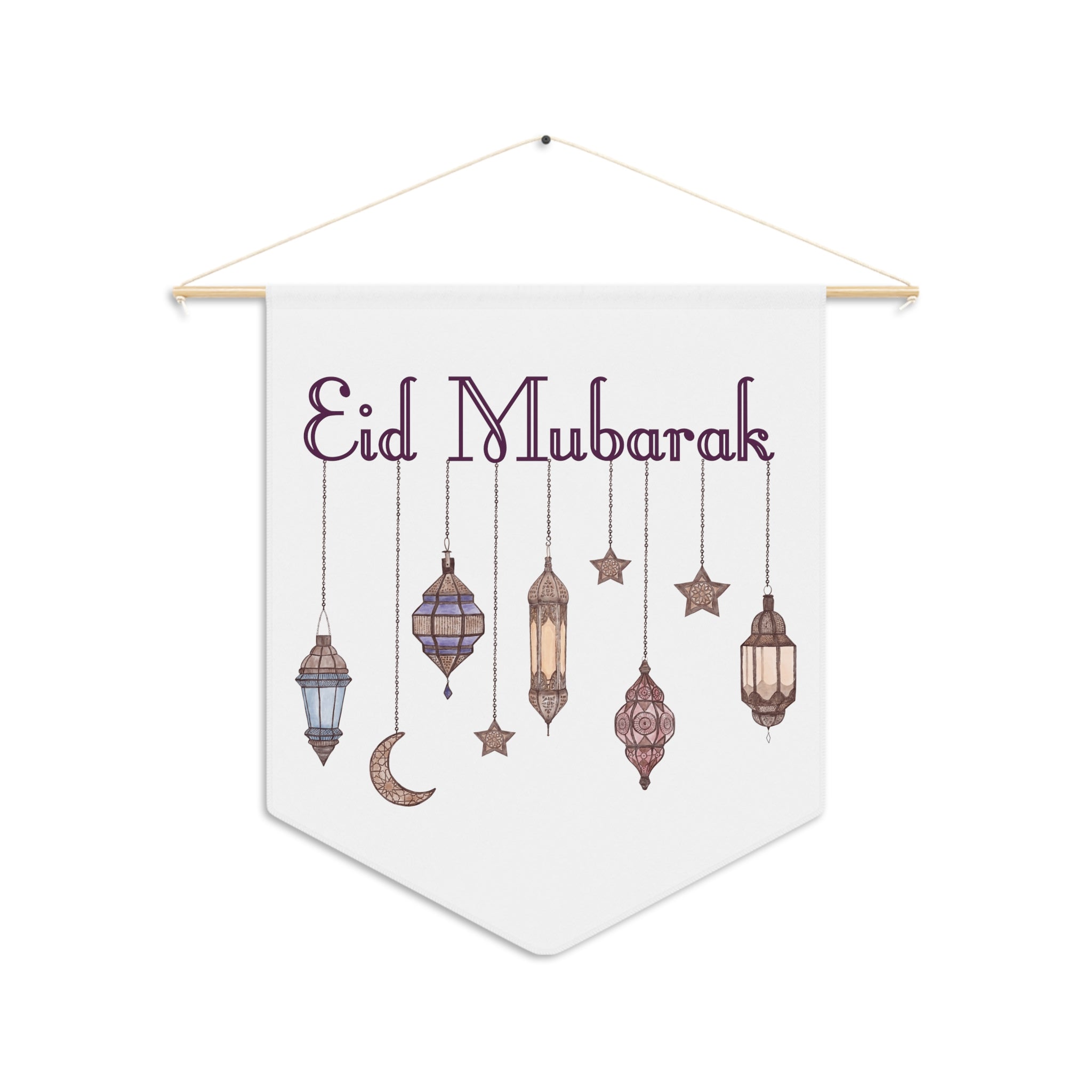 Eid Mubarak Festival Arabic Lanterns Holiday Wall Hanging Banner Flag