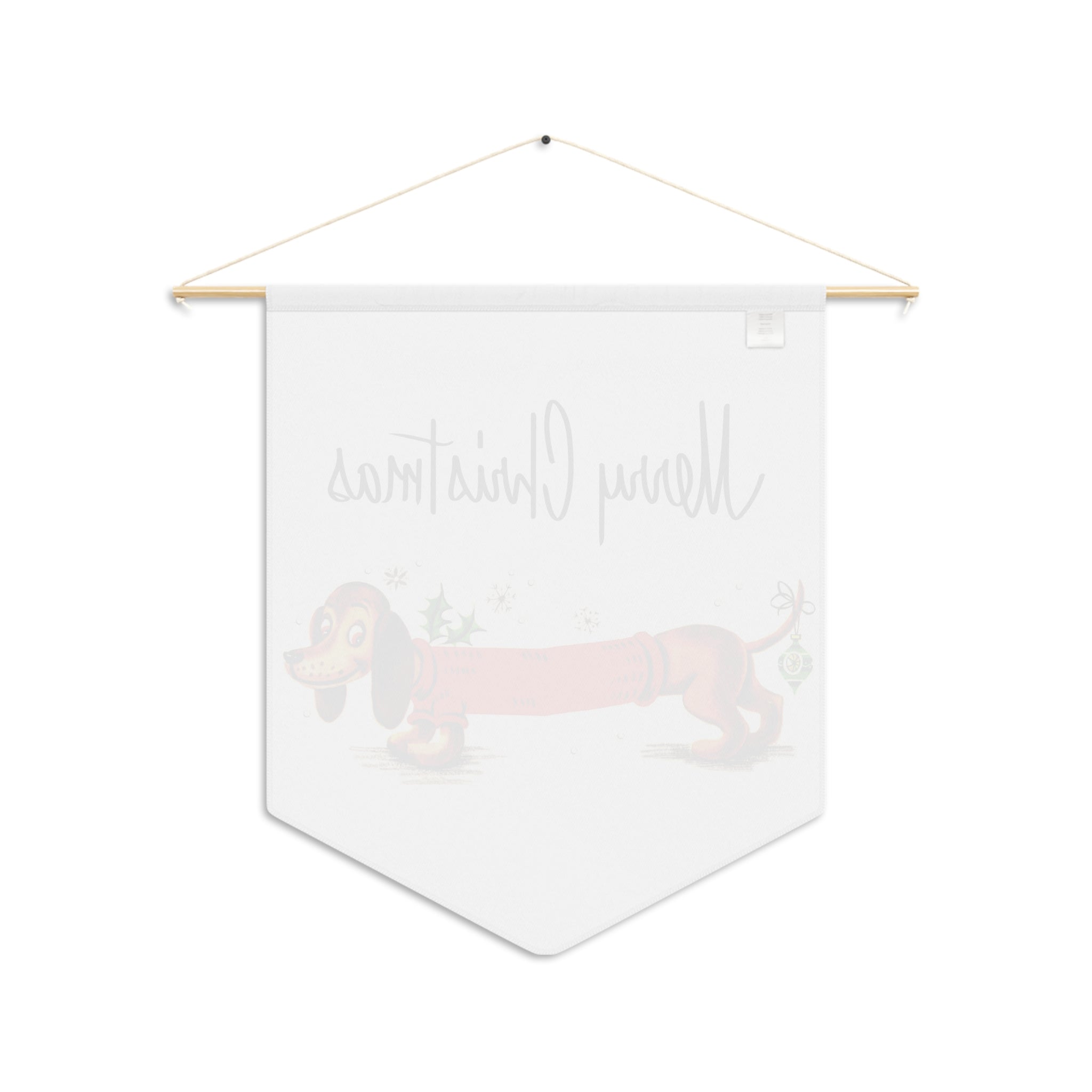 Merry Christmas Cute Christmas Dachshund Wiener Dog Retro Christmas Print Wall Hanging Banner Flag
