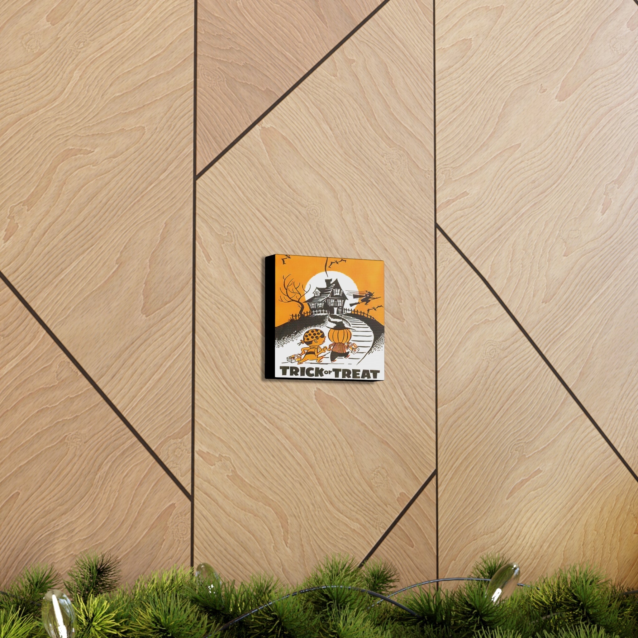 Trick Or Treat Retro Halloween Print Canvas Gallery Wrap