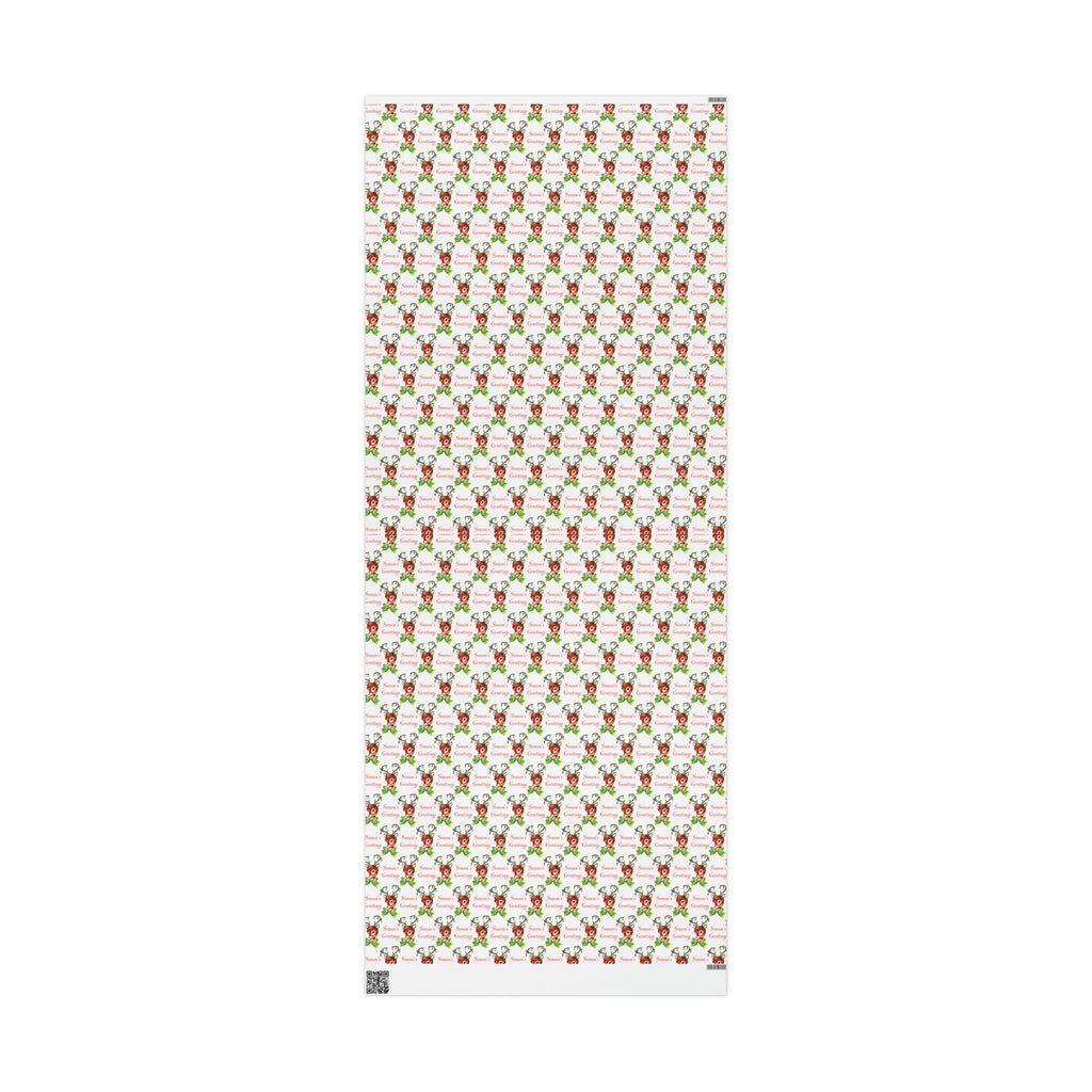 Season's Greetings Reindeer Mid Century Retro Christmas Print Holiday Gift Wrap Paper - Glossy Or Matte