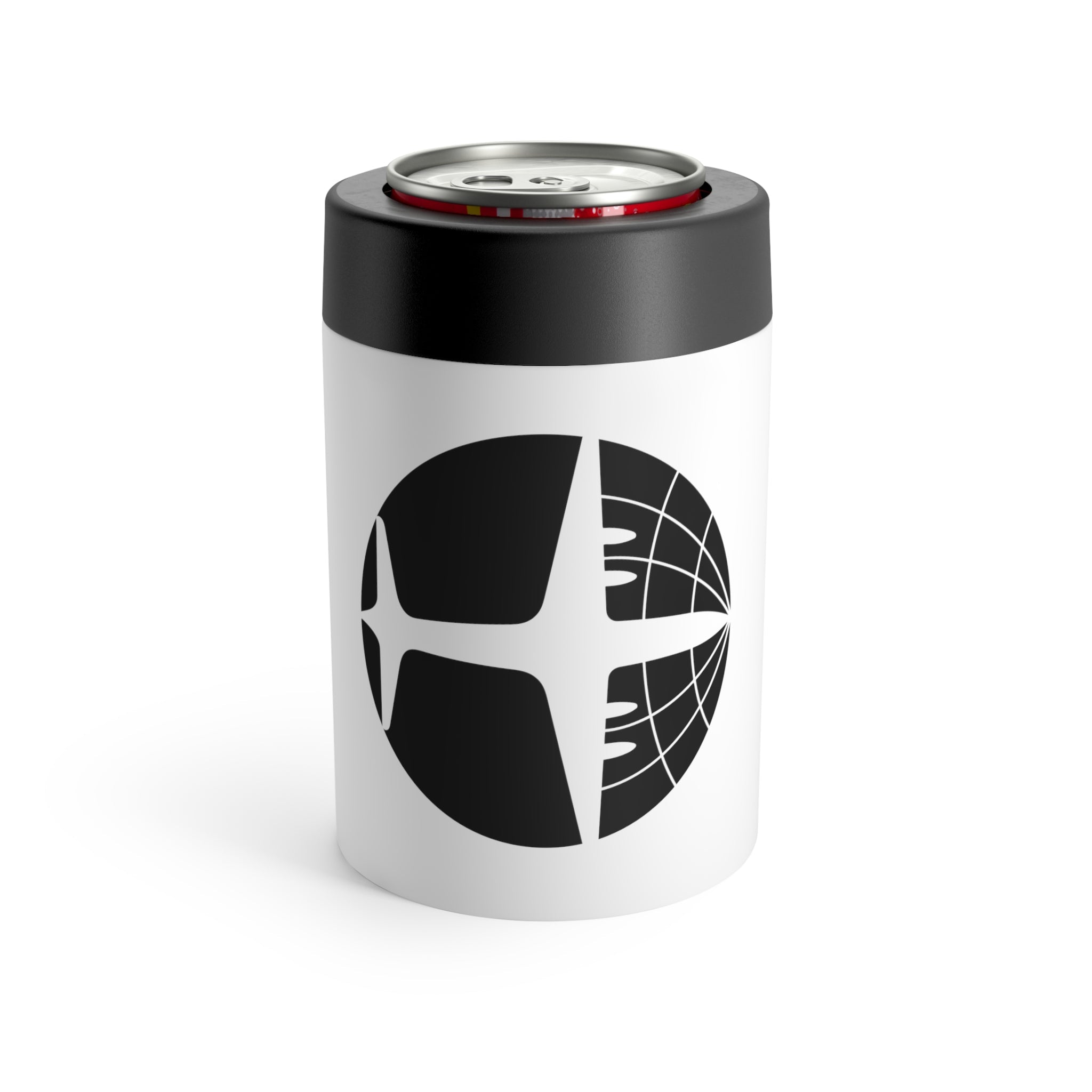 Mid Century Airplane Globe Retro Travel Print Lined Stainless Steel Can Holder