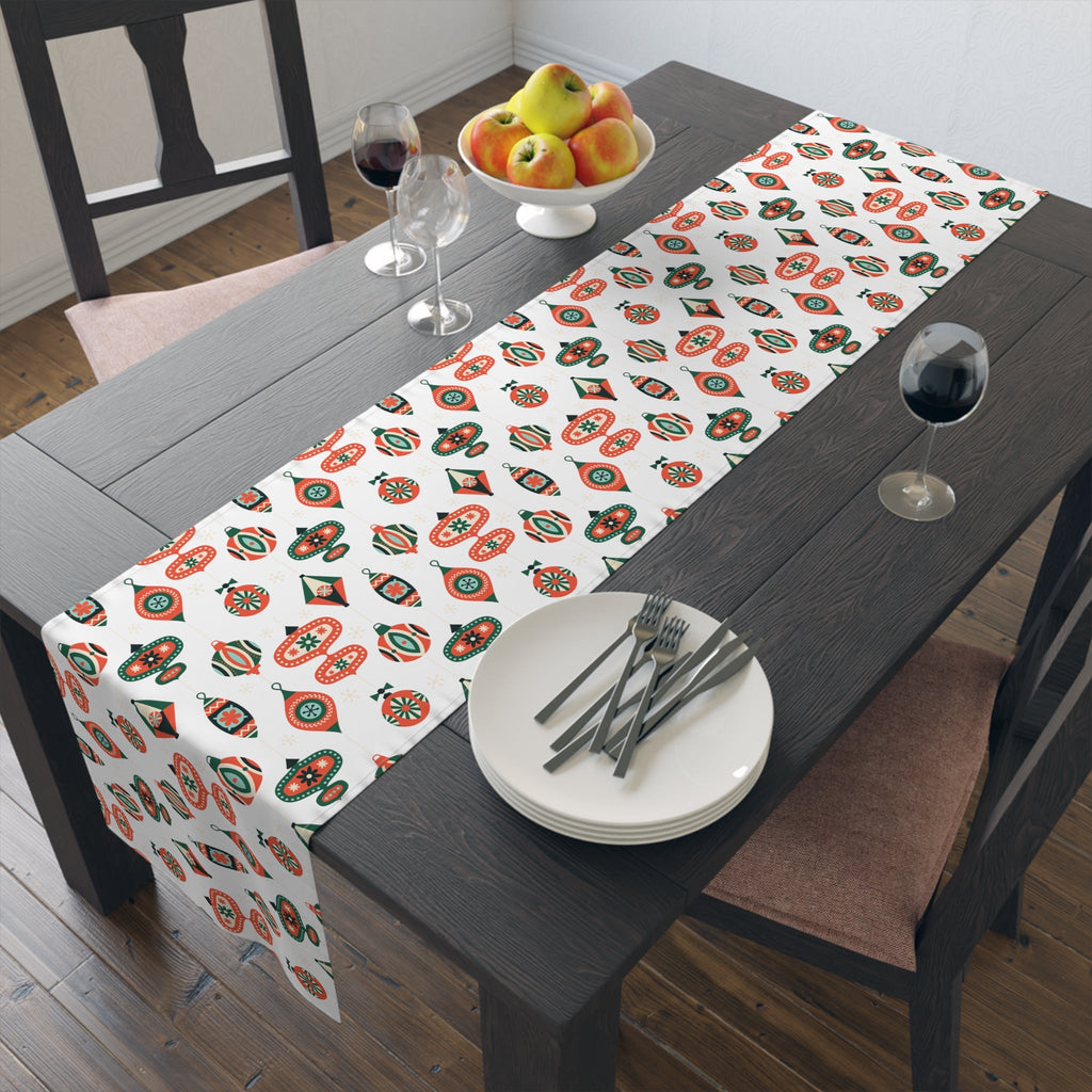 Atomic Retro Christmas Ornaments Atomic Mid Century Retro Style Holiday Table Runner - Cotton Or Polyester