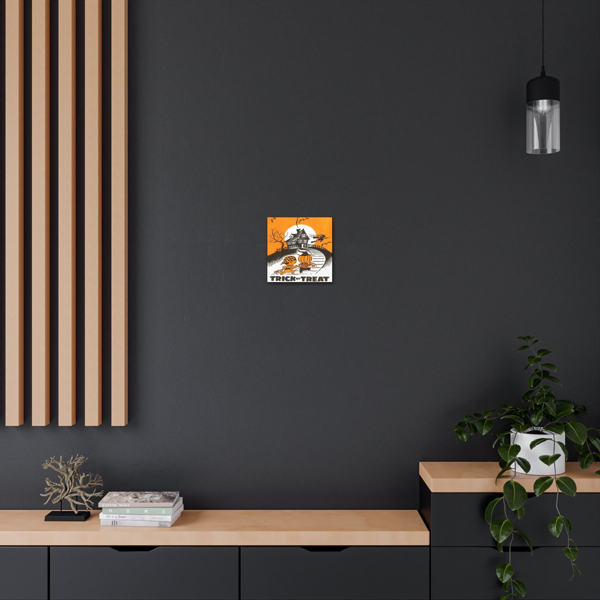 Trick Or Treat Retro Halloween Print Canvas Gallery Wrap