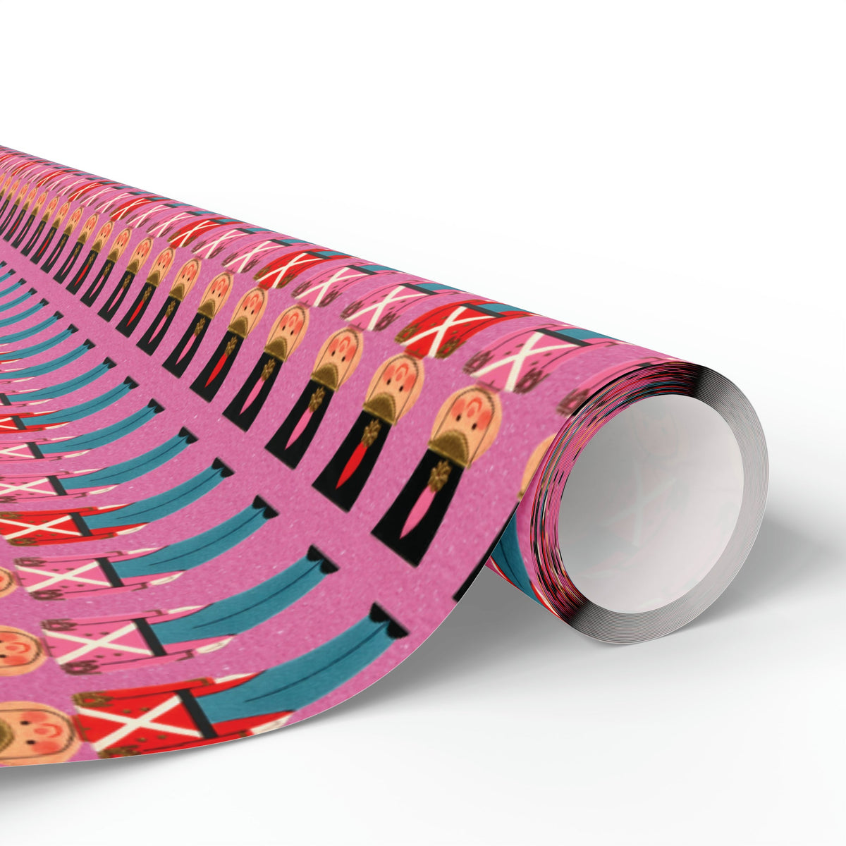 Christmas Toy Soldiers Pink Mid Century Retro Christmas Style Holiday Gift Wrap Paper - Glossy Or Matte
