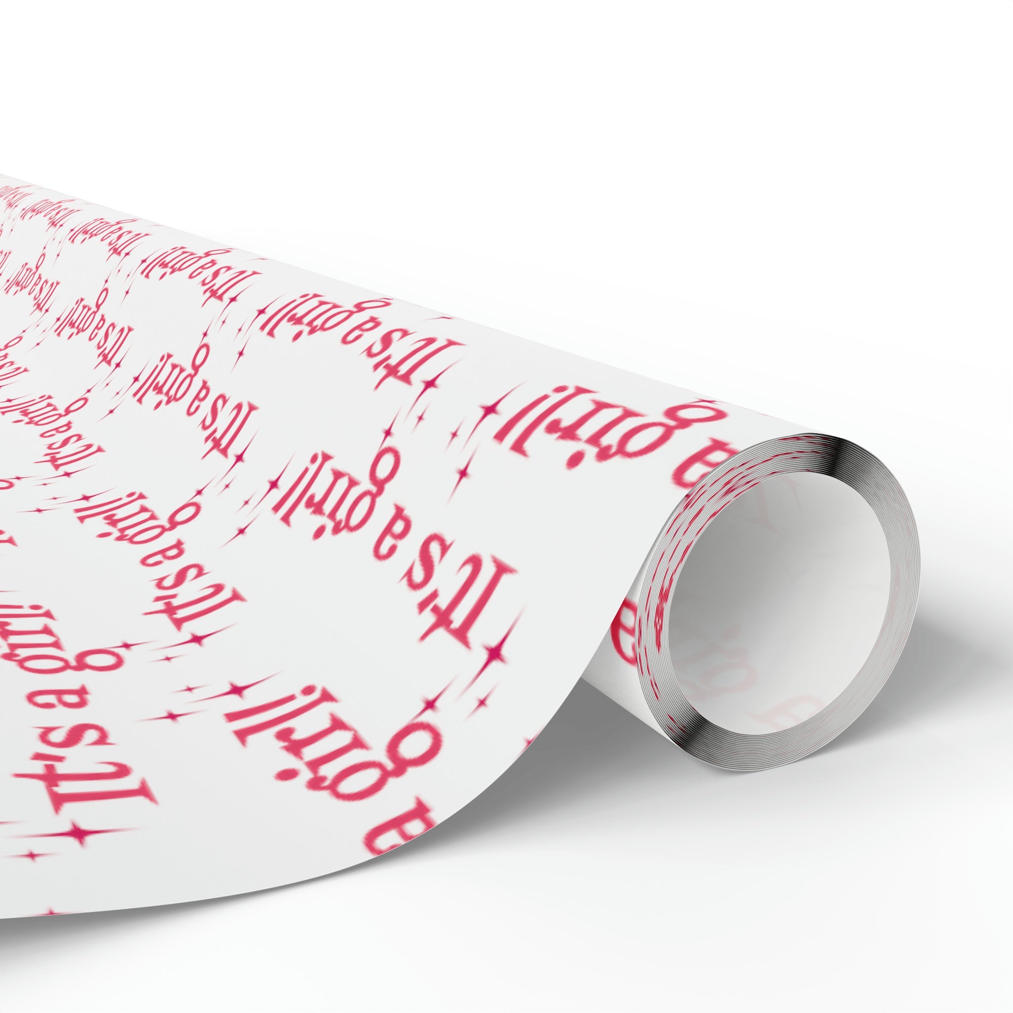 It's A Girl Starburst Atomic Retro Style Baby Shower Gift Wrap Paper - Glossy Or Matte