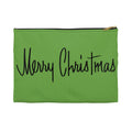 Merry Christmas Green Mid Century Retro Christmas Print Polyester Accessory Travel Pouch
