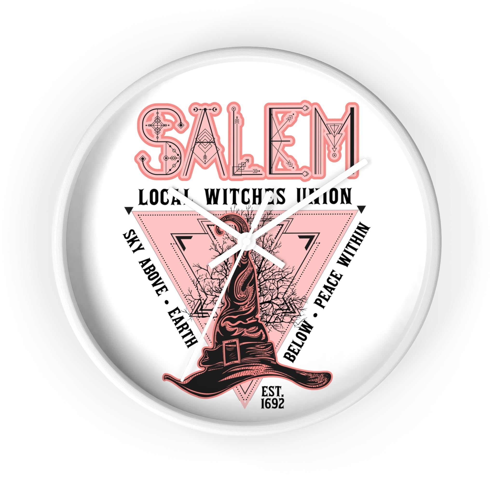 Salem Witches Union Halloween Fall Print Decor Wall Clock