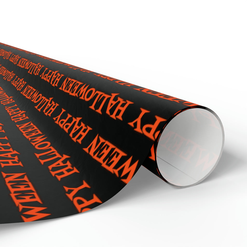 Happy Halloween Orange And Black Atomic Mid Century Retro Style Halloween Holiday Gift Wrap Paper - Glossy Or Matte