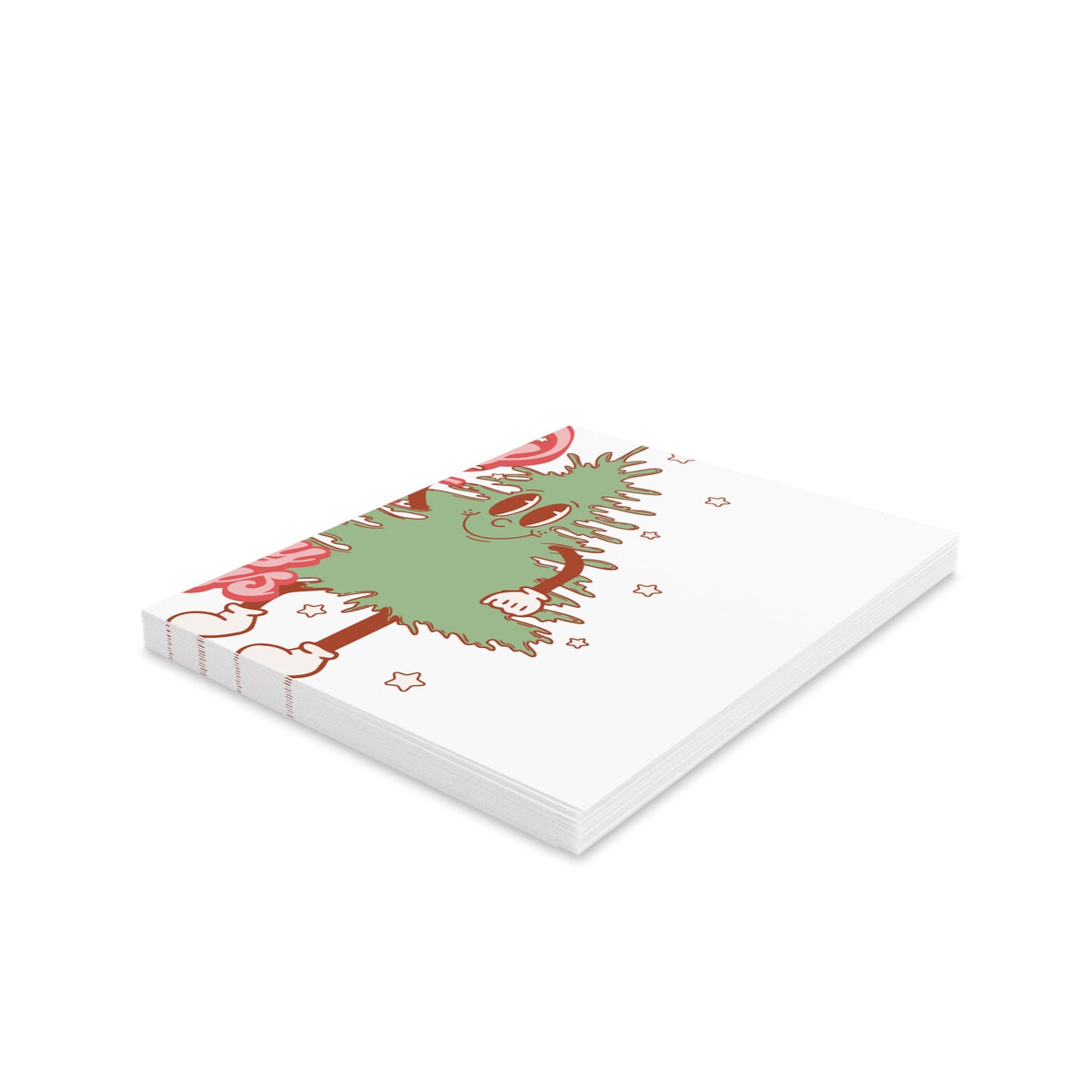 Merry Everything And Happy Always Christmas Tree Retro Style Matte Greeting Cards (8, 16, and 24 pcs)