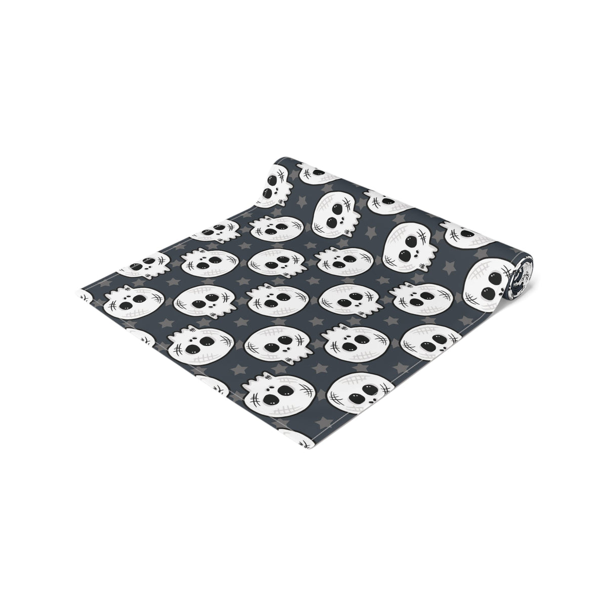 Skulls And Stars Cute Halloween Print Fall Autumn Decor Purple Cotton Poly Table Runner