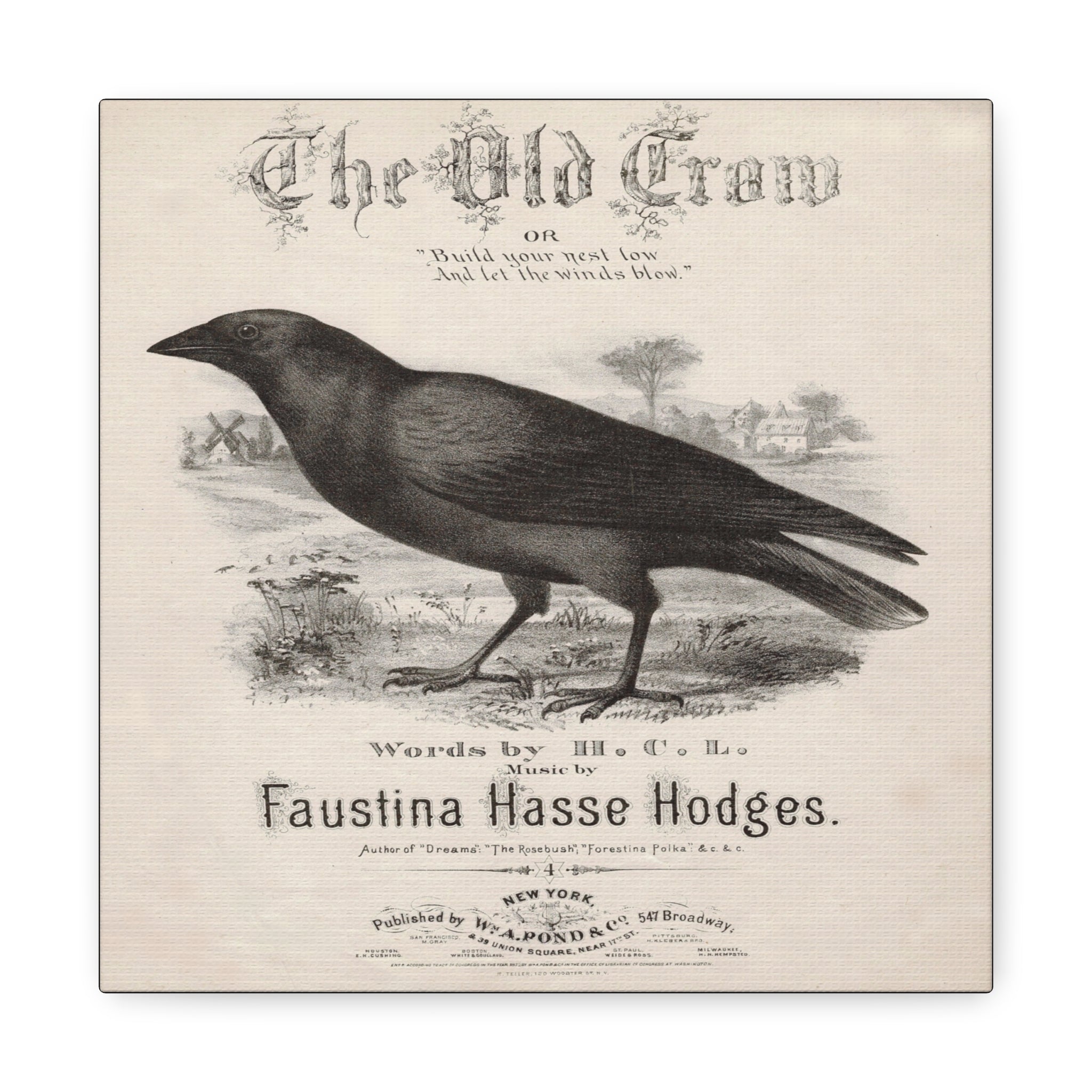 The Old Crow Retro Sheet Music Cover Print Canvas Gallery Wraps