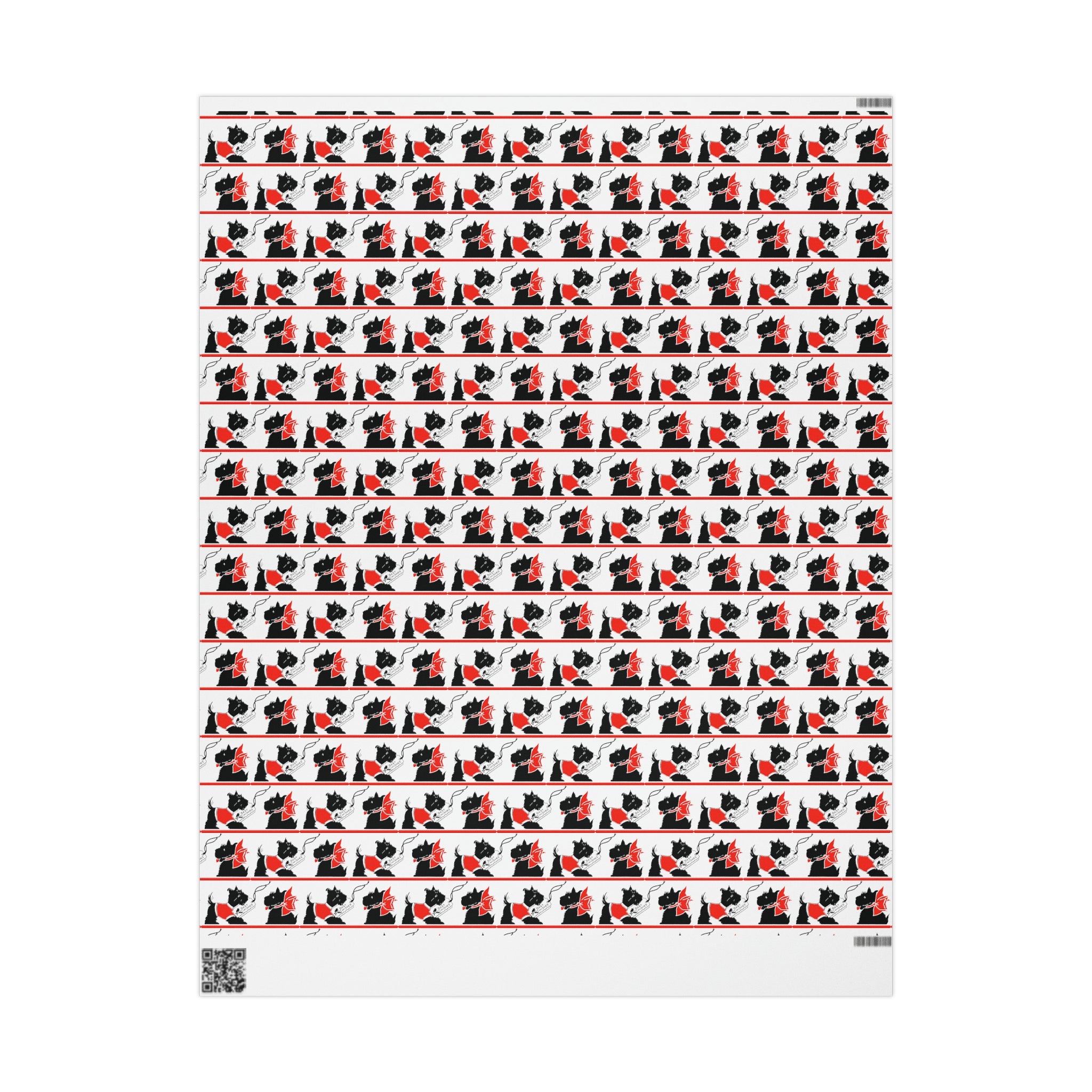 Best Wishes Christmas Scotties Mid Century Retro Christmas Print Holiday Gift Wrap Paper - Glossy Or Matte
