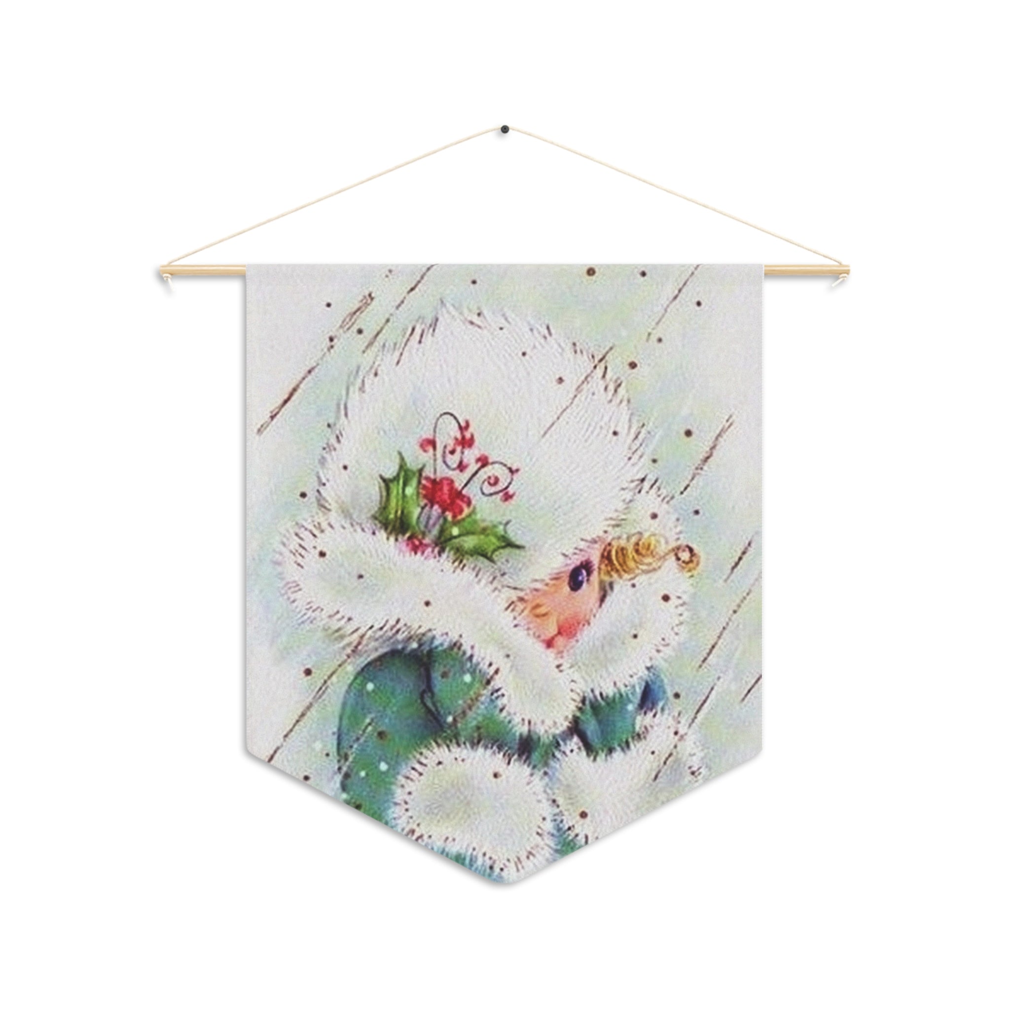 Christmas Lady In Snow Retro Christmas Print Wall Hanging Banner Flag