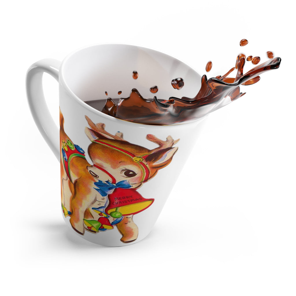 Merry Christmas Reindeer Retro Christmas Print Latte Mug