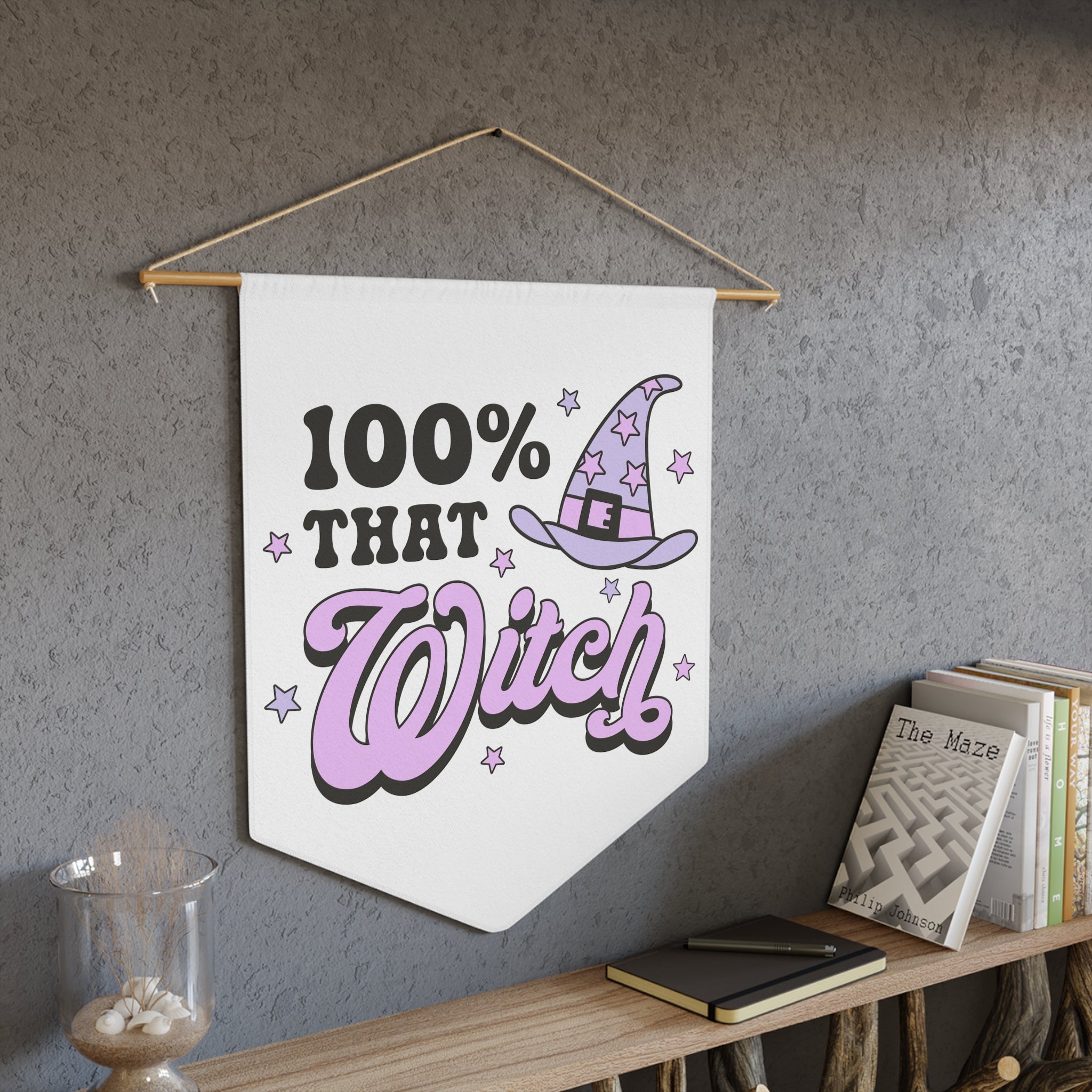 100% That Witch Halloween Print Wall Hanging Banner Flag