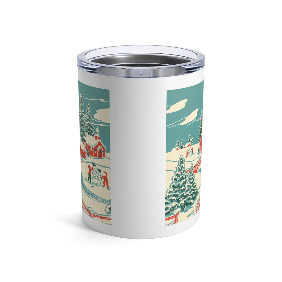 Winter Village Town Retro Christmas Print Stainless Steel Tumbler 10oz