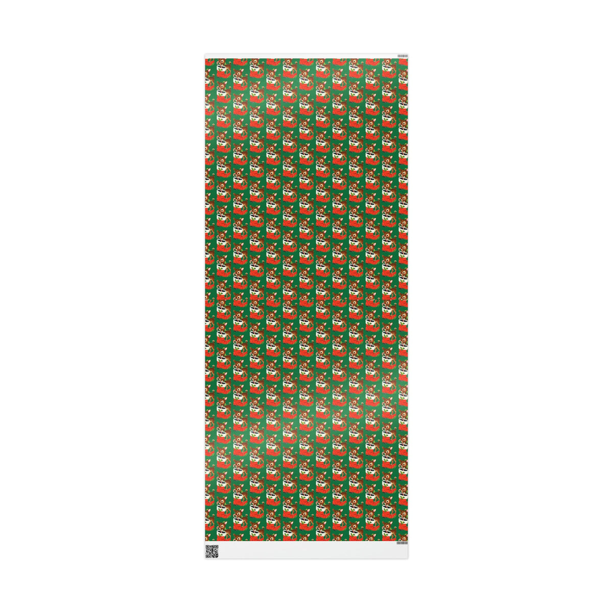 Reindeer With Stocking Mid Century Retro Christmas Print Holiday Gift Wrap Paper - Glossy Or Matte