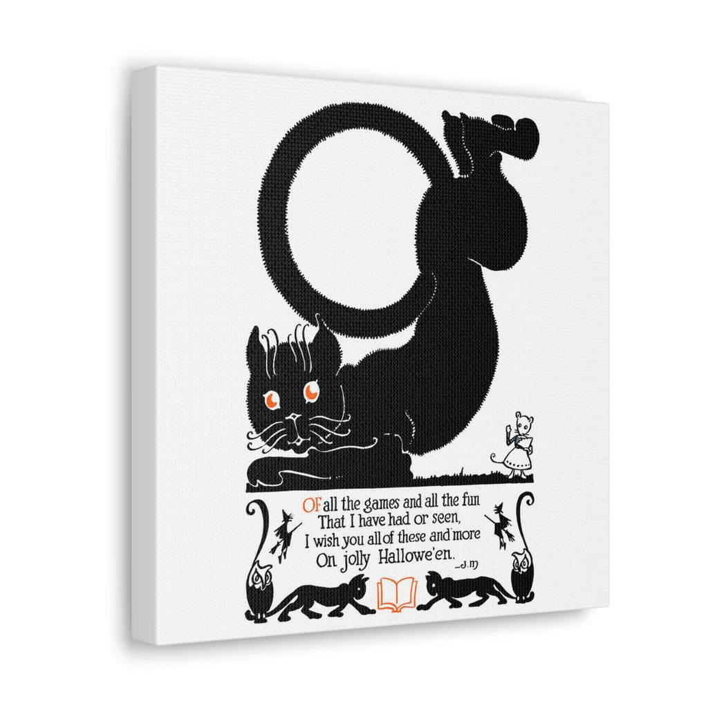 Black Cat Vintage Poem Retro Halloween Print Canvas Gallery Wraps