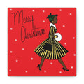 Merry Christmas Lady Mid Century Retro Print Canvas Gallery Wrap