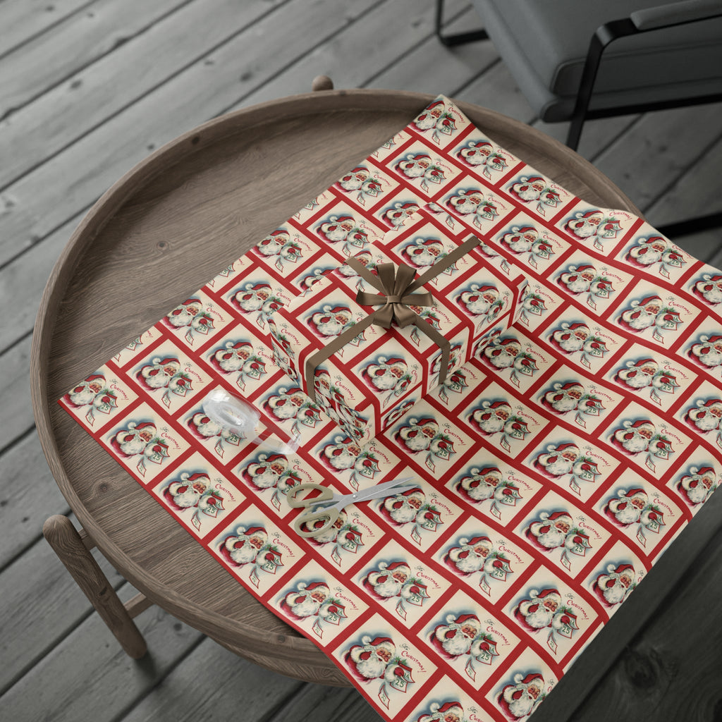 It's Christmas Santa With Calendar Retro Christmas Print Holiday Gift Wrap Paper - Glossy Or Matte