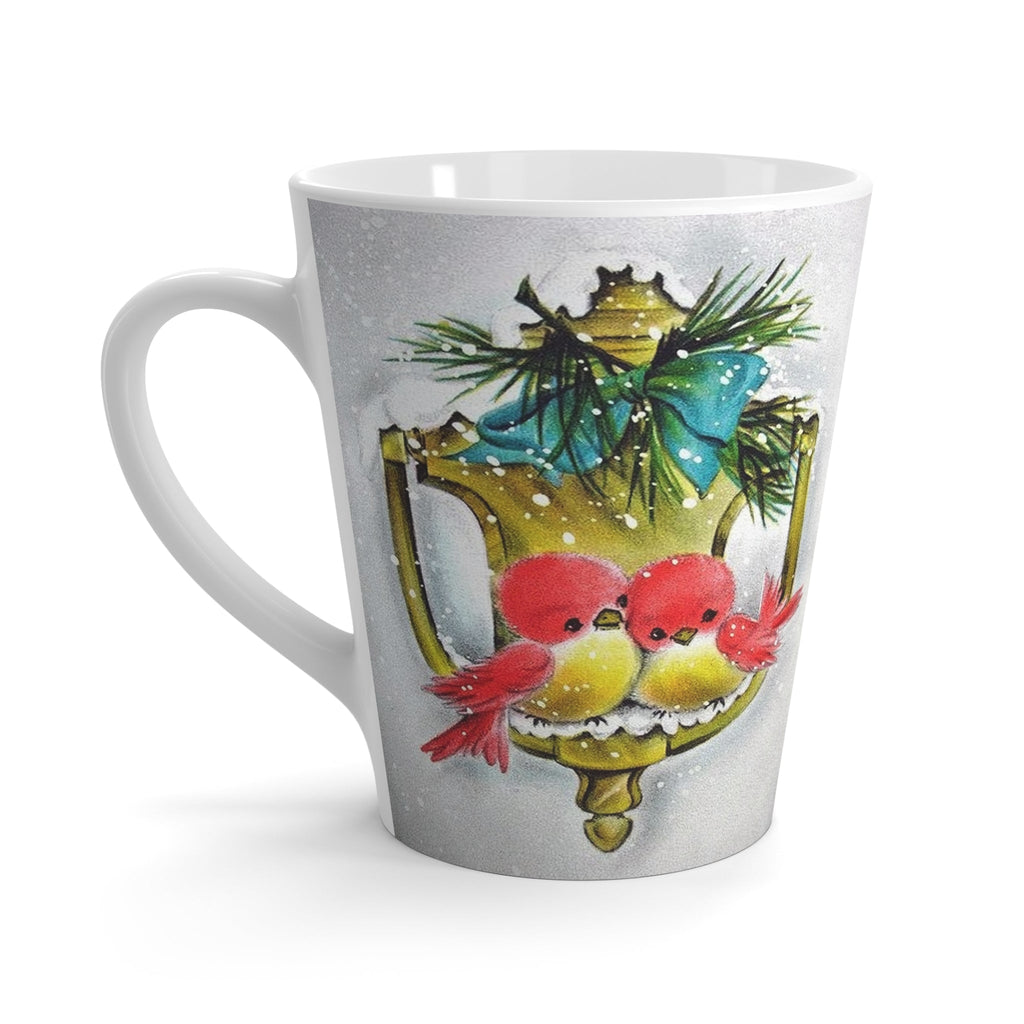 Christmas Red Love Birds Winter Retro Christmas Print Latte Coffee Mug