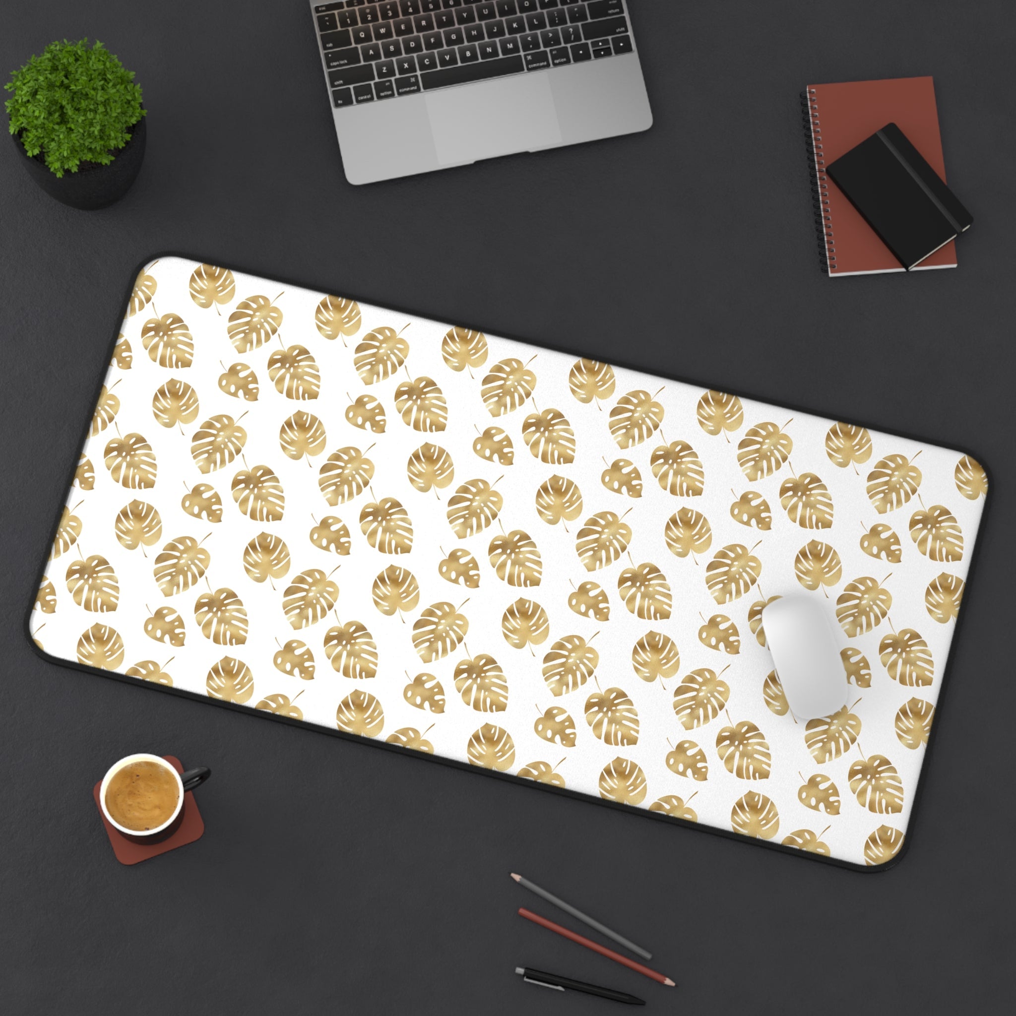 Gold Palm Leaves Desk Mat - 3 size options