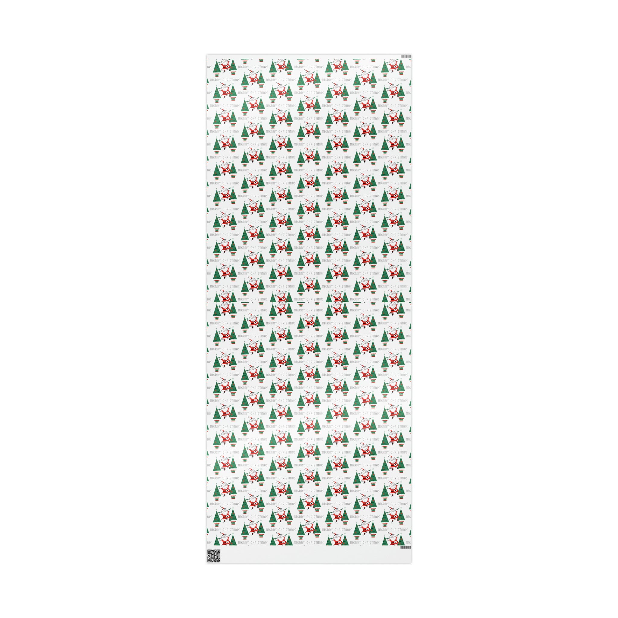 Merry Christmas Santa Christmas Trees Mid Century Retro Christmas Print Holiday Gift Wrap Paper - Glossy Or Matte