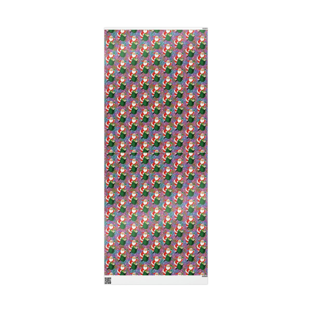 Santa With His Sack Of Presents Glitter Background Mid Century Retro Christmas Print Holiday Gift Wrap Paper - Glossy Or Matte