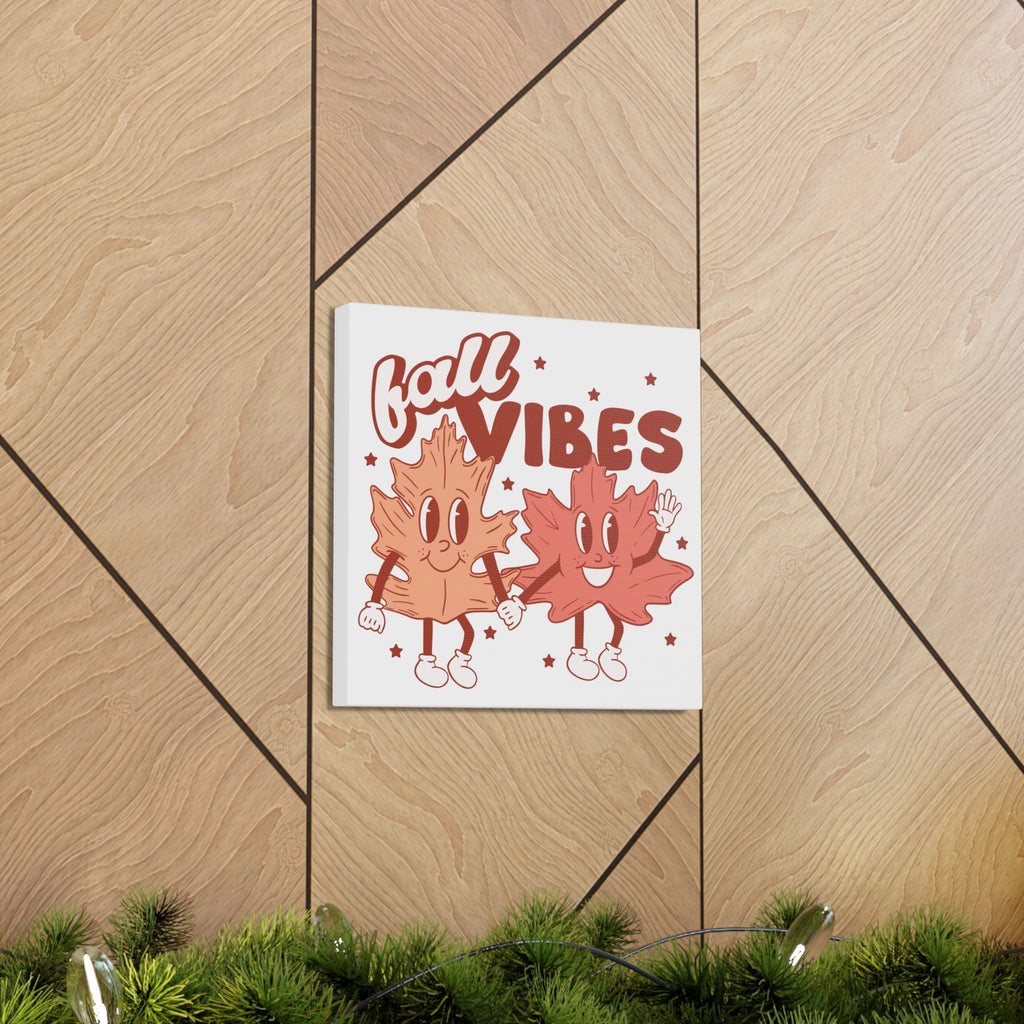 Fall Vibes Leaf Friends Retro Style Fall Autumn Canvas Gallery Wrap