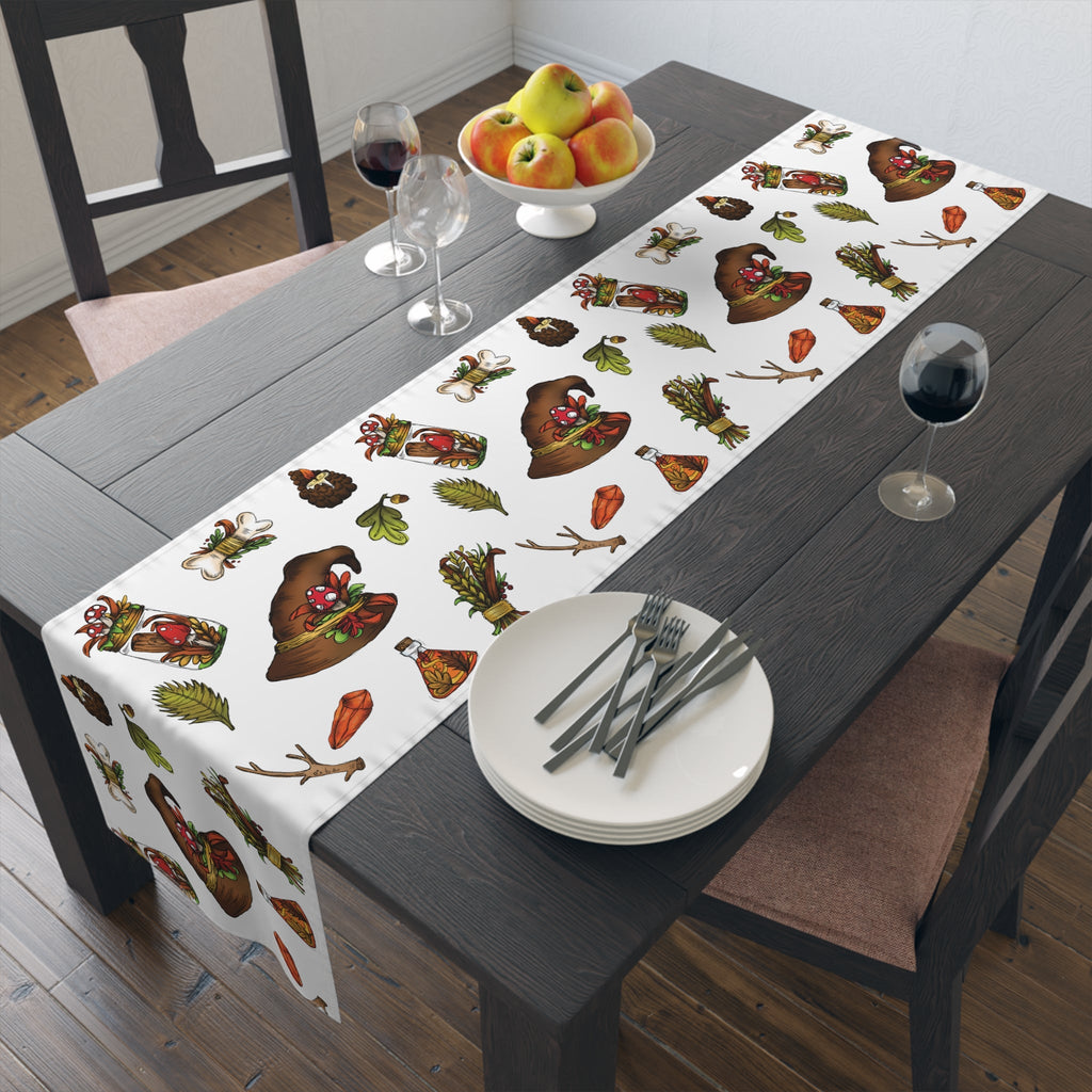 Fall Witch Celestial Autumn Halloween Decor Cotton Poly Table Runner