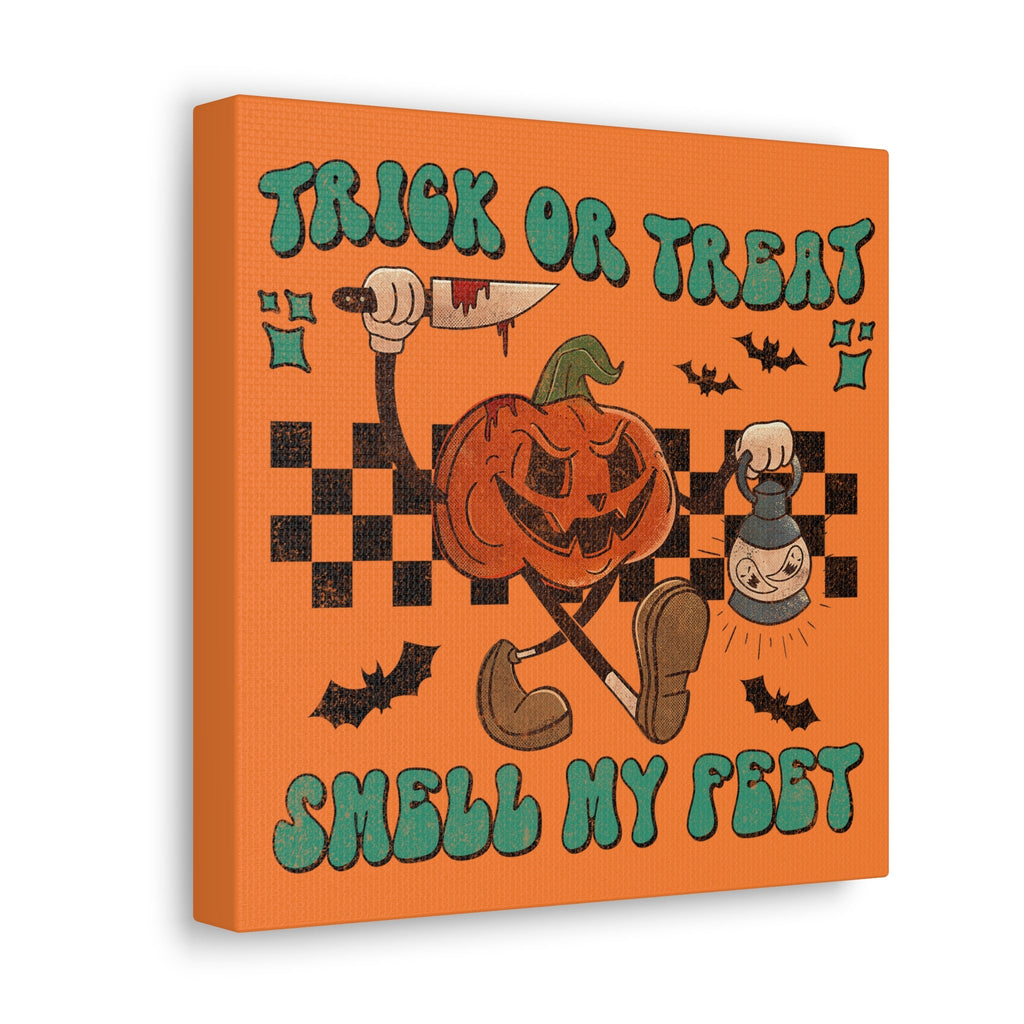 Trick Or Treat Smell My Feet Halloween Jack O Lantern Print Canvas Gallery Wrap