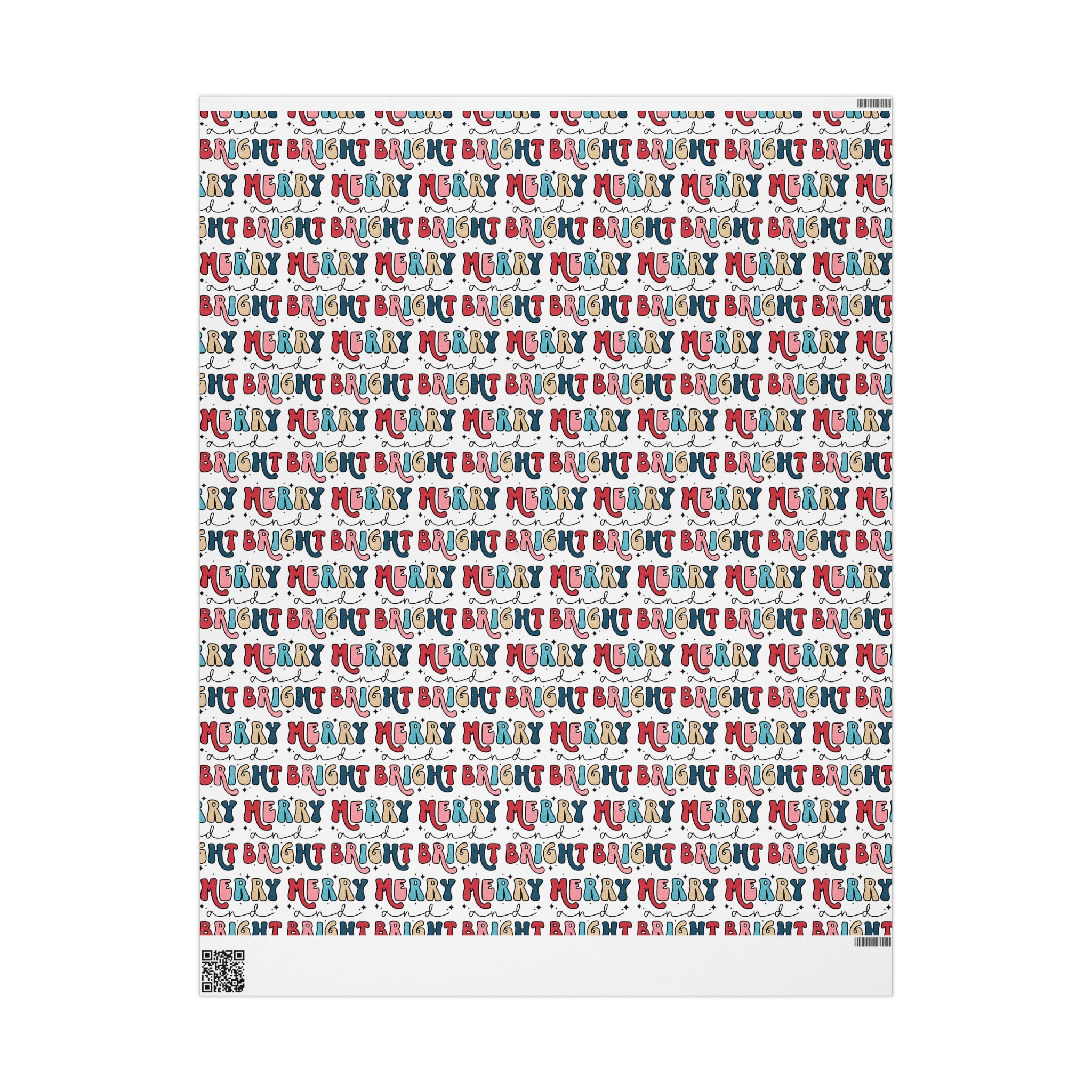 Merry And Bright Retro Style Christmas Print Holiday Gift Wrap Paper - Glossy Or Matte