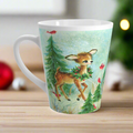 Baby Deer Fawn Red Birds Woodland Retro Christmas Latte Coffee Mug