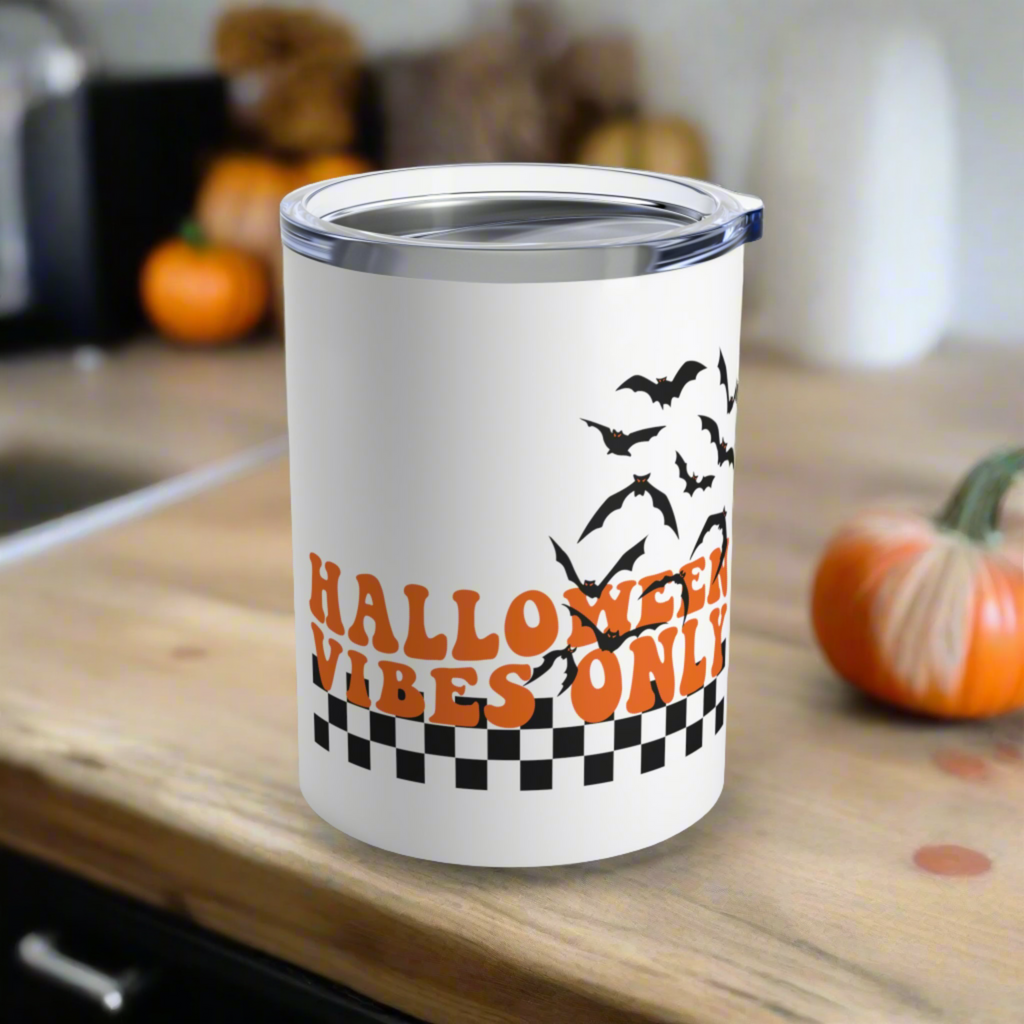 Halloween Vibes Only Bats Stainless Steel Travel Tumbler 10oz