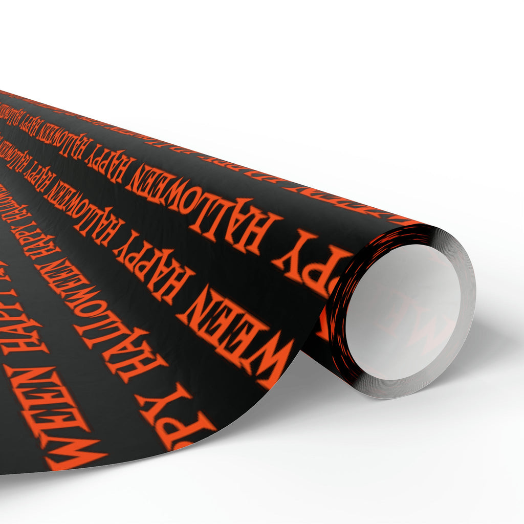 Happy Halloween Orange And Black Atomic Mid Century Retro Style Halloween Holiday Gift Wrap Paper - Glossy Or Matte