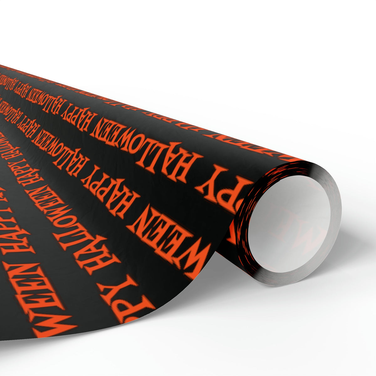 Happy Halloween Orange And Black Atomic Mid Century Retro Style Halloween Holiday Gift Wrap Paper - Glossy Or Matte